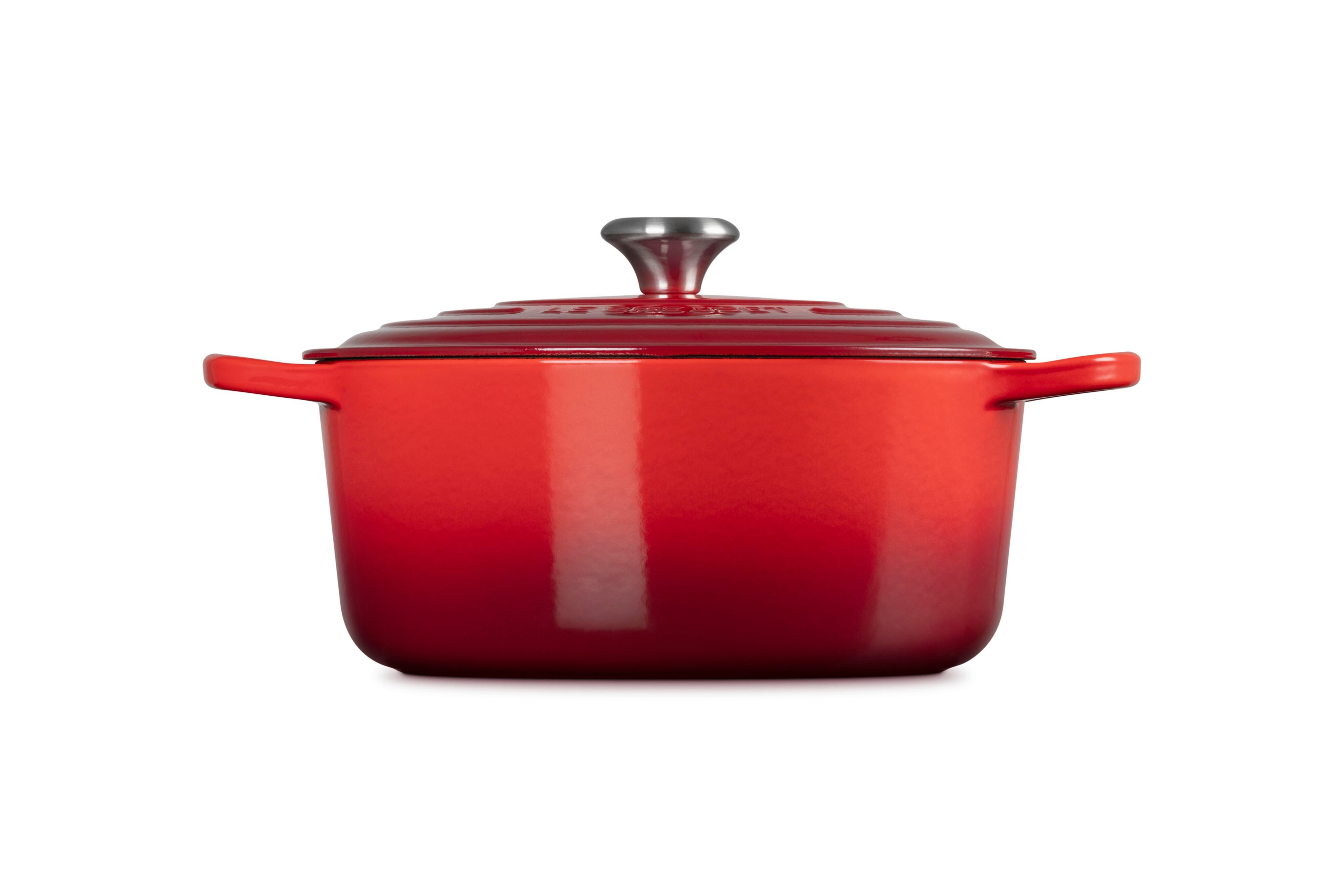 LE CREUSET Bräter Signature Gusseisen-Bräter, Gusseisen, Rund, Ø 28 cm, 5,3 l, 6,13 kg, Kirschrot, 21177280602430