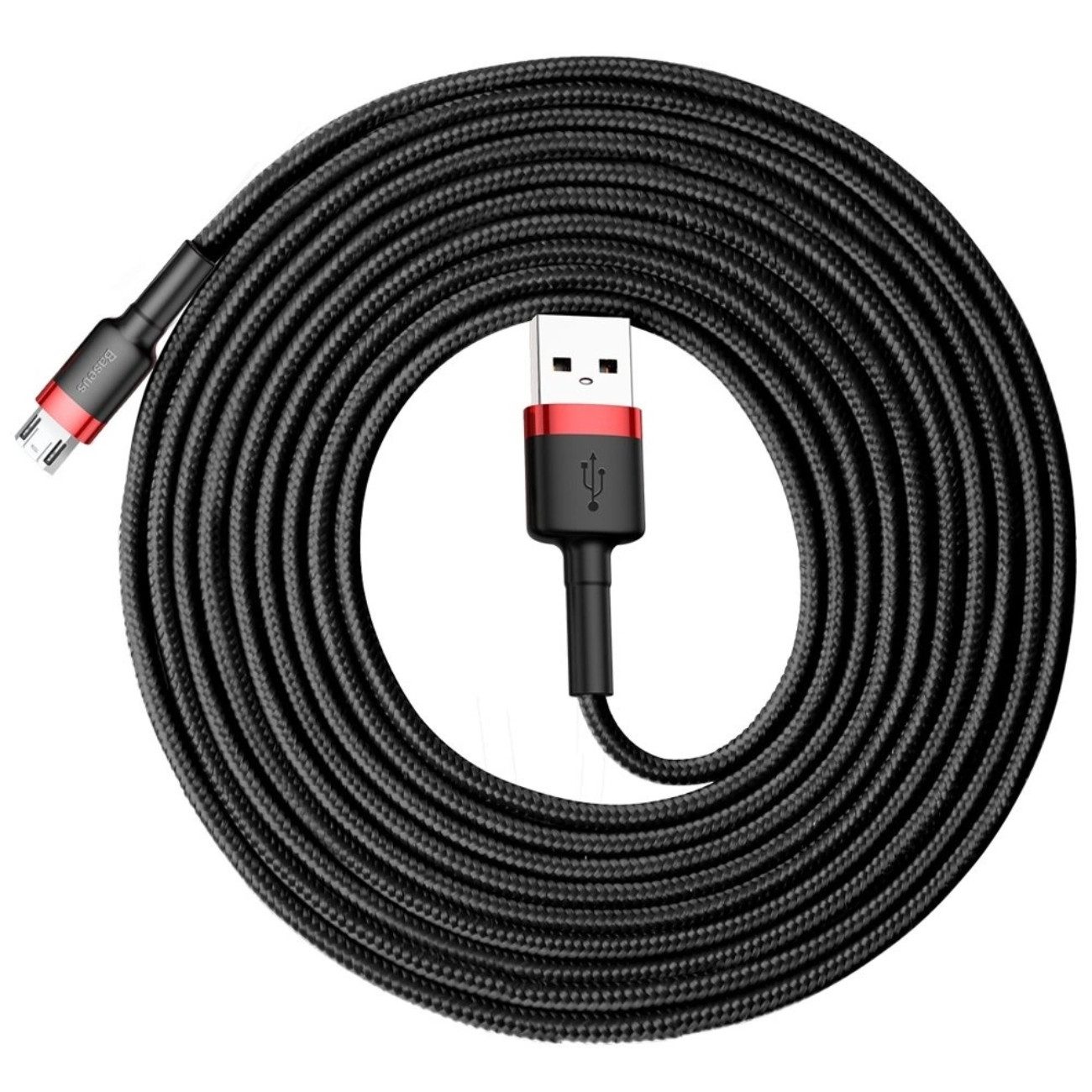 Baseus Cafule USB-Kabel, Micro-USB (300 cm), Strapazierfähiges 3m Kabel mit Nylongeflecht und Klettverschluss
