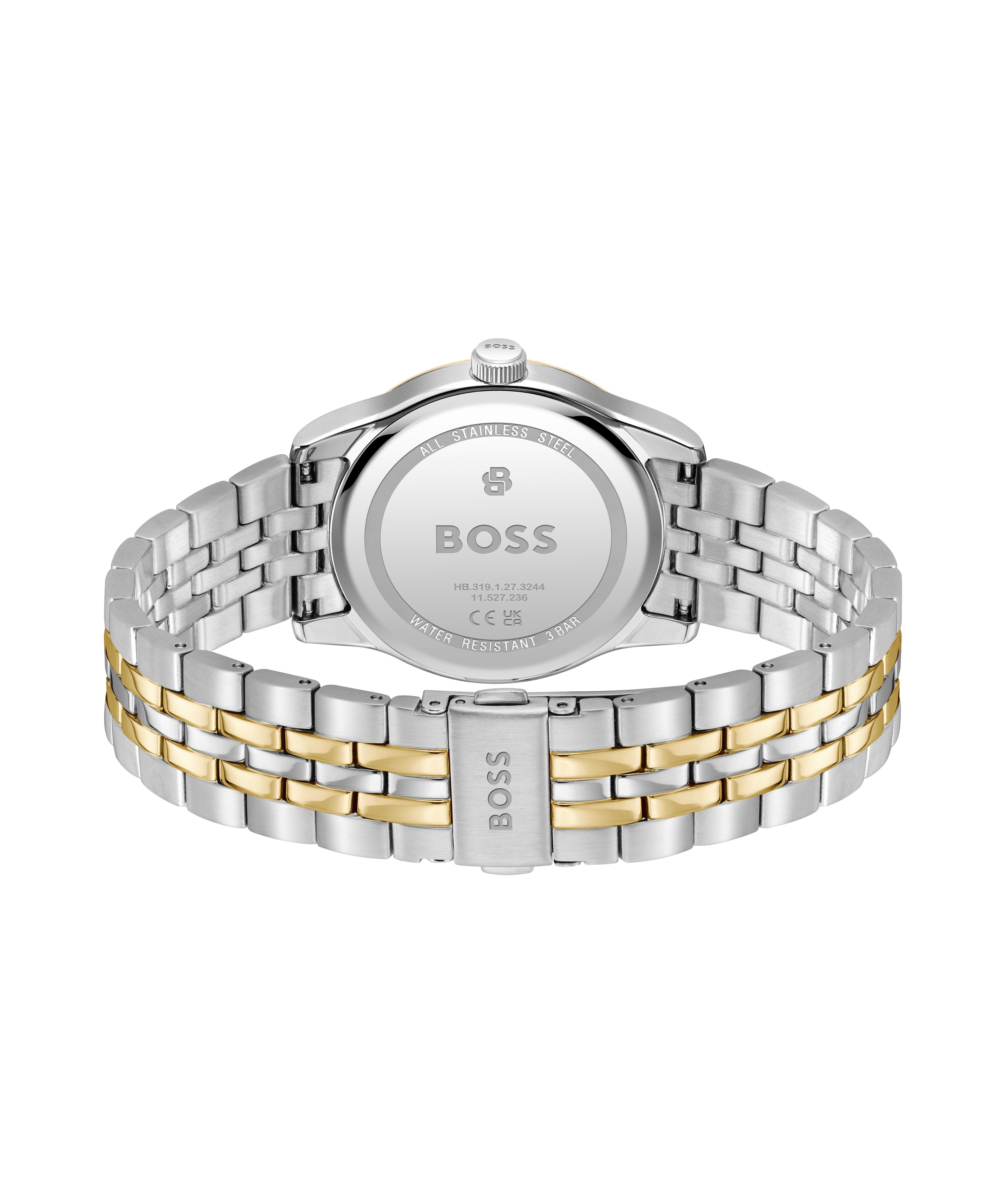 BOSS Quarzuhr LANGFORD 1514358, Armbanduhr, Damenuhr, Herrenuhr, Edelstahlarmband, analog, Tag