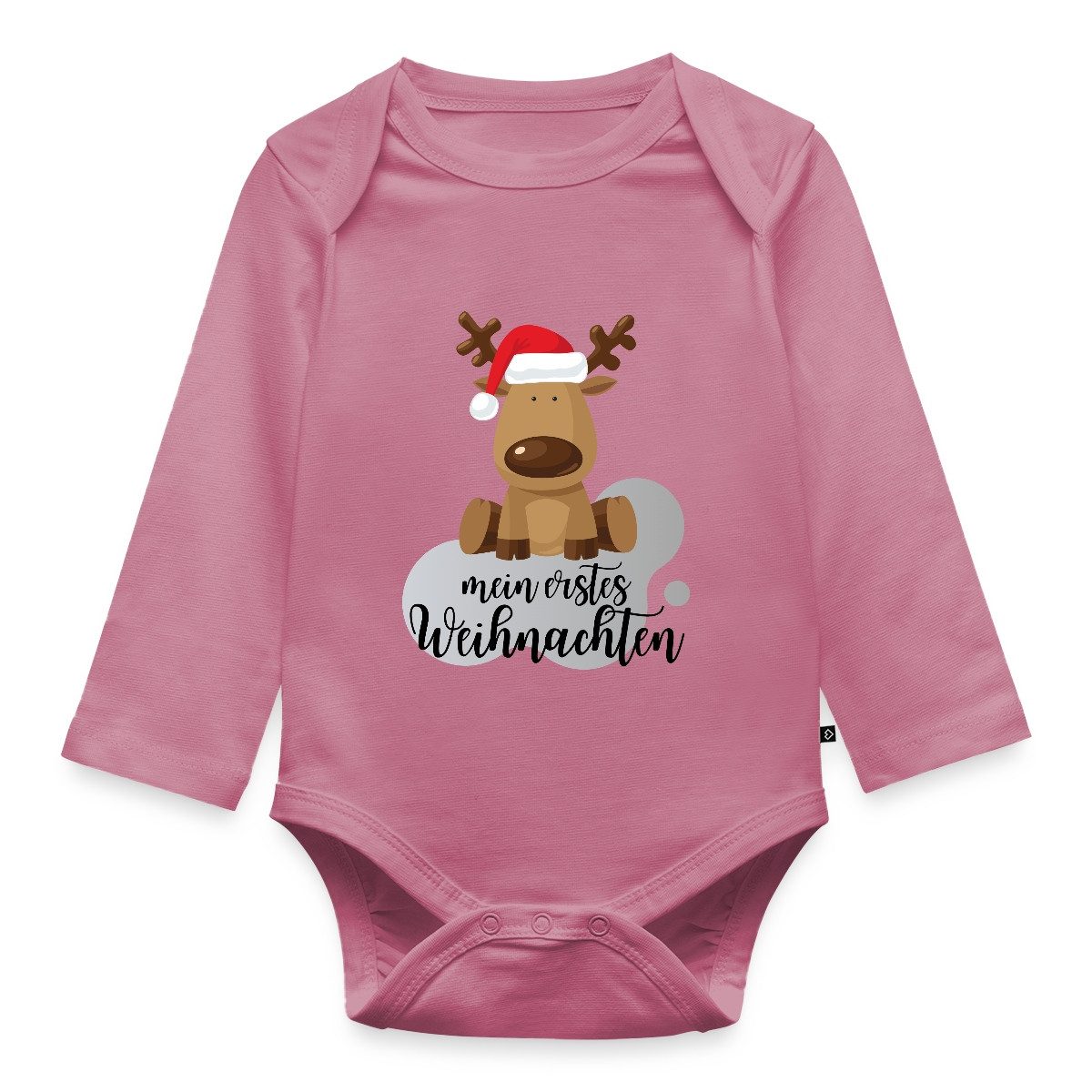 Spreadshirt Langarmbody Mein erstes Weihnachten Rentier mit Weihnachtsmütze Baby Body Langarm (1-tlg)