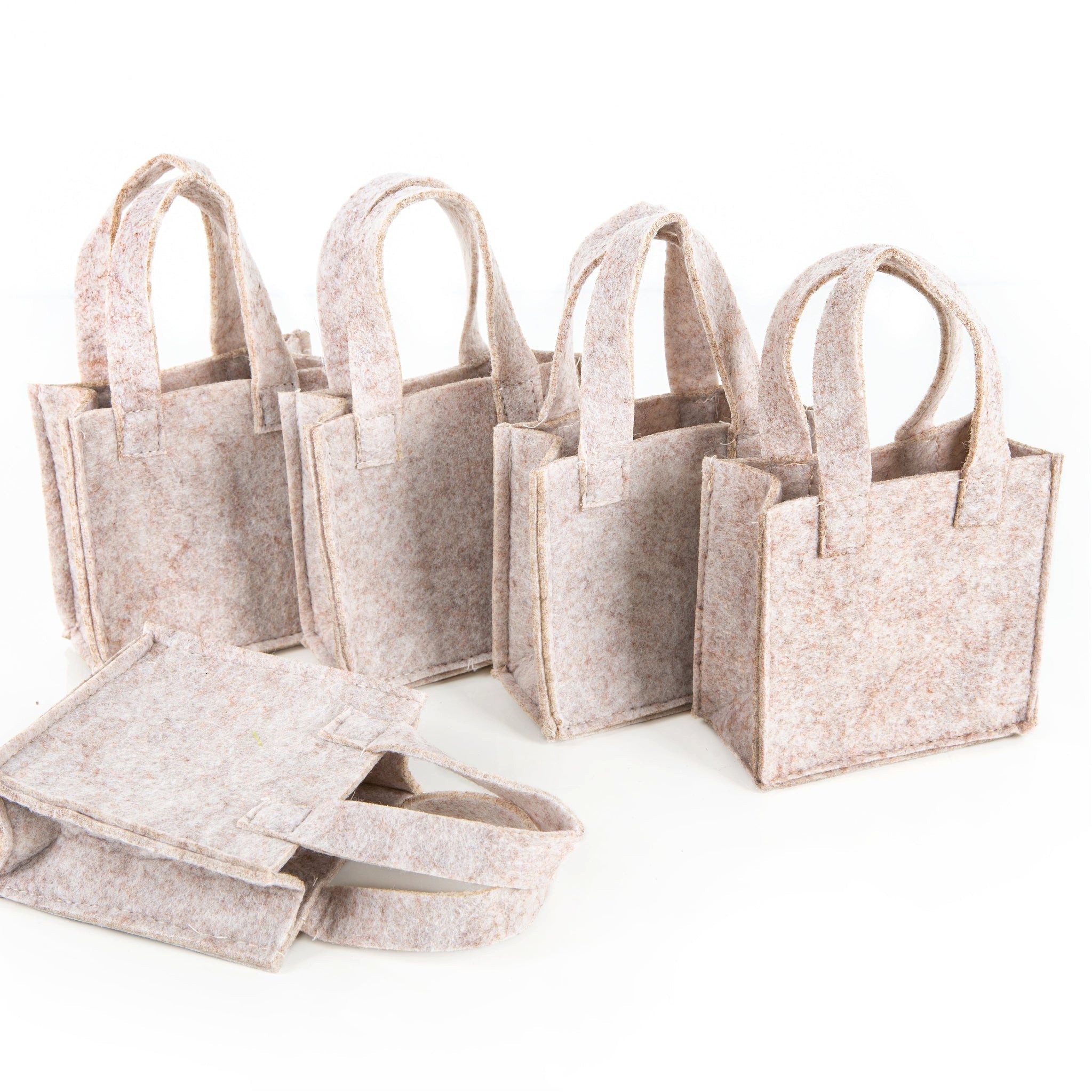 Logbuch-Verlag Geschenkbox 5 kleine Filz Taschen 10x10 cm beige mit Henkel Verpackung