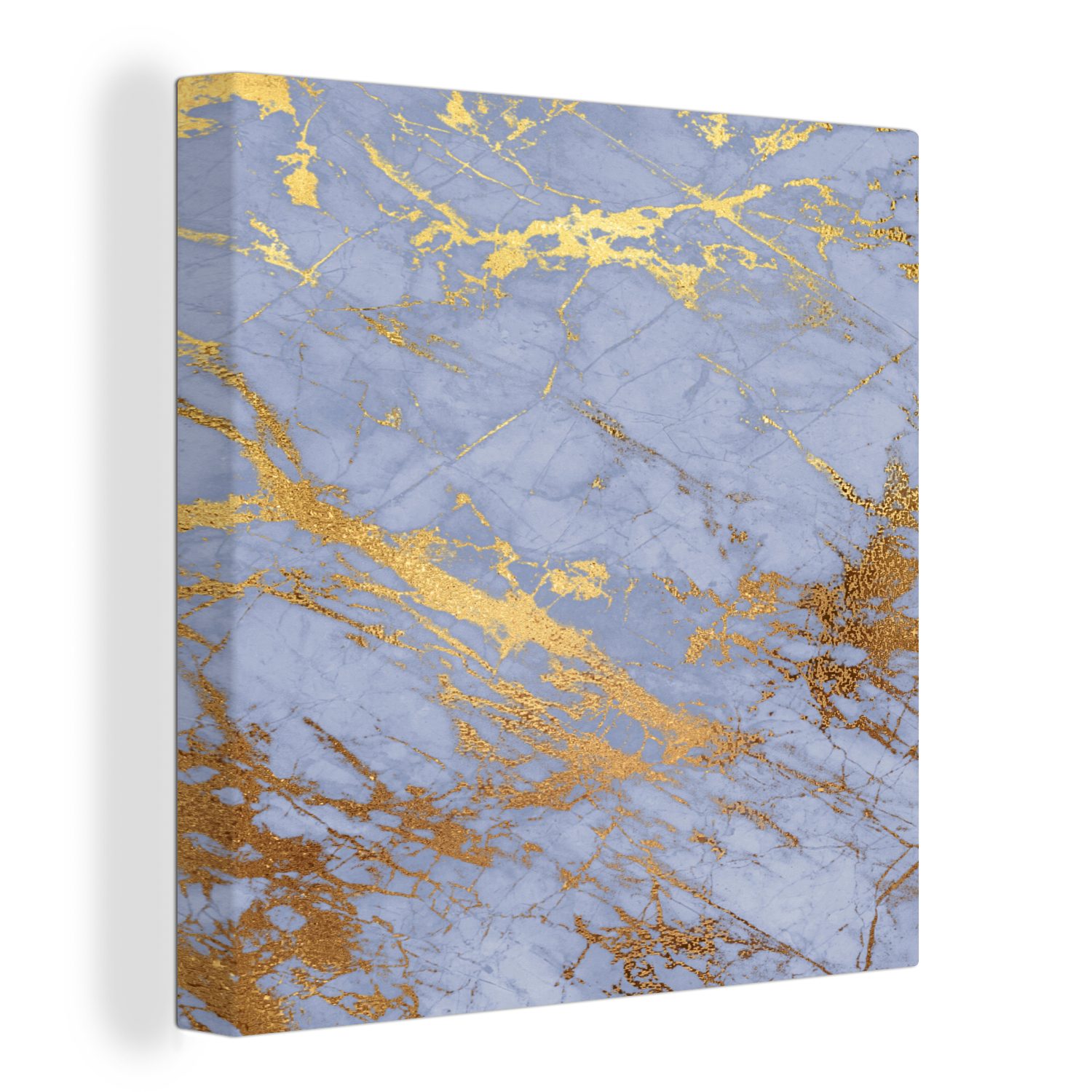 OneMillionCanvasses® Leinwandbild Marmor - Blau - Gold, (1 St), Leinwand Bilder für Wohnzimmer Schlafzimmer