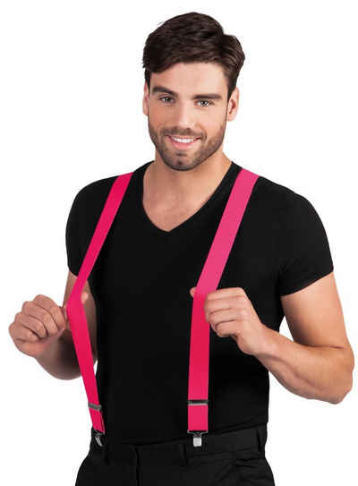 Boland Kostüm Hosenträger neon-pink, Farbenfrohes Accessoire für Verkleidungen