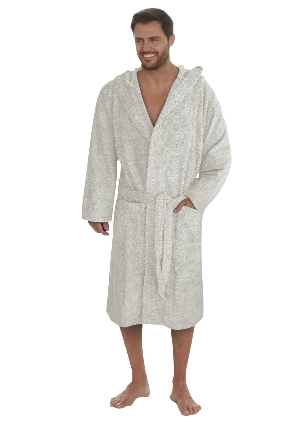Badekönig Herrenbademantel, Kapuze, Gürtel, Langform Frottee günstig online kaufen