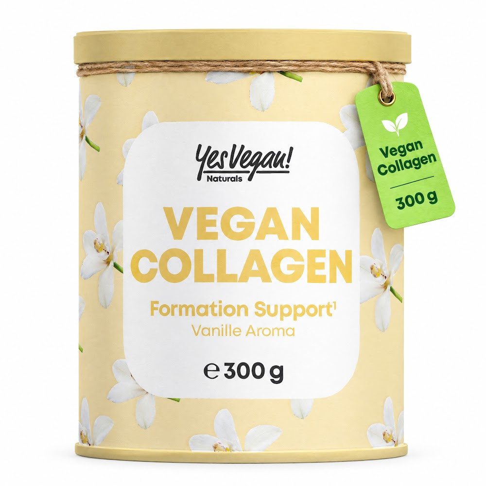 Yes Vegan Vegan Collagen Vanille, Hyaluron, Biotin, Vitamin C Pulver, 300 g, vegan, laktosefrei, glutenfrei