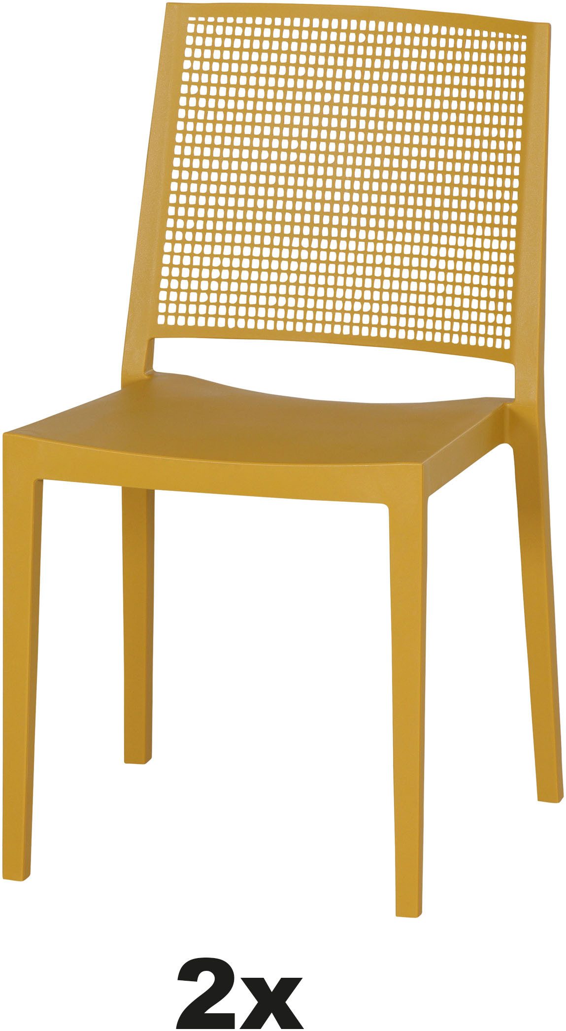 Siena Garden Gartensessel Square 2er Set Stapelstuhl mustard (Set, 2-St), Gestell, Polypropylen/Glasfaser