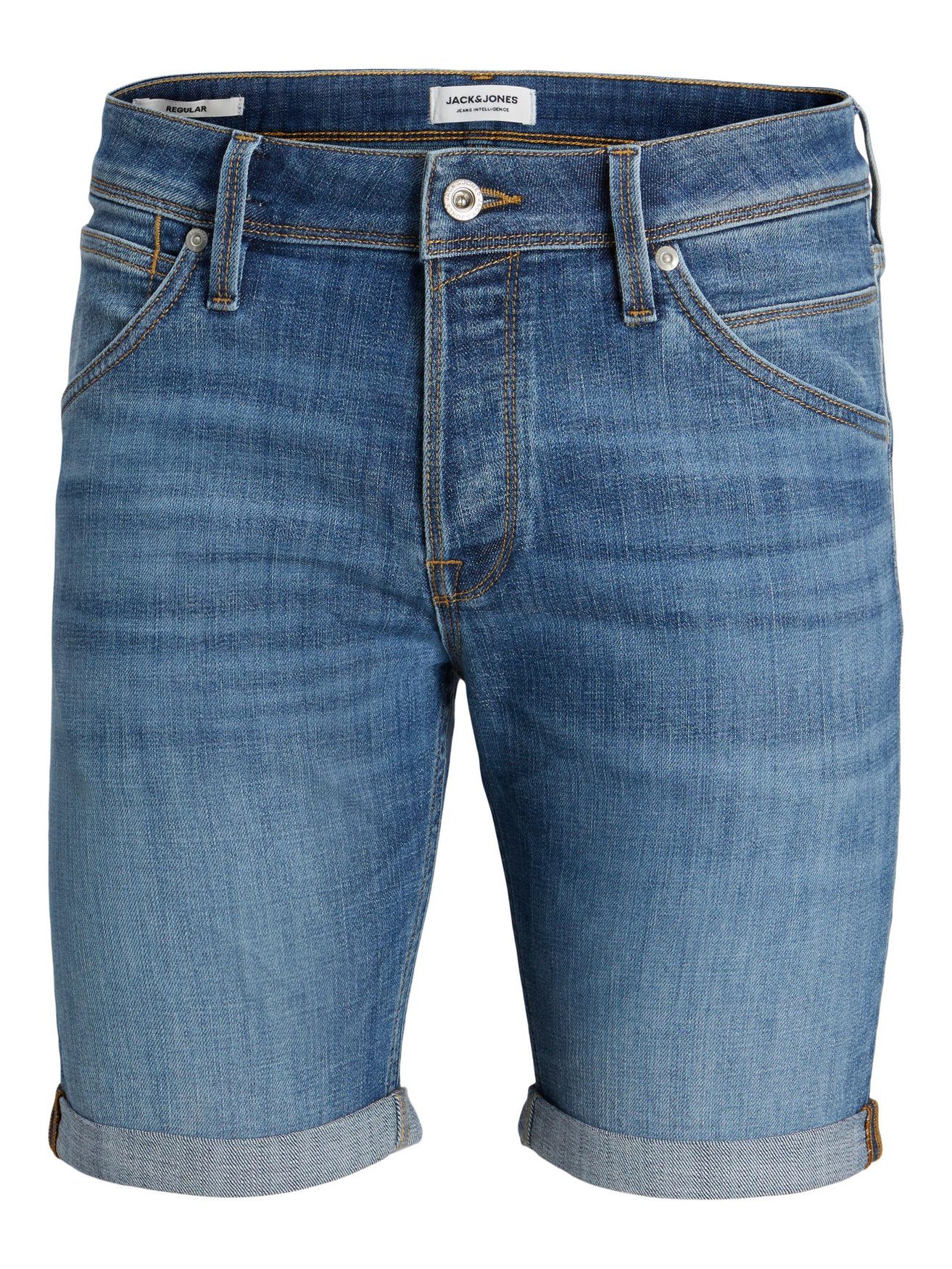 Jack & Jones Plus Jack & Jones Jeansshorts Jeans Shorts Knielang Plus Size JJIRICK 6014 in Blau | Jeansshorts