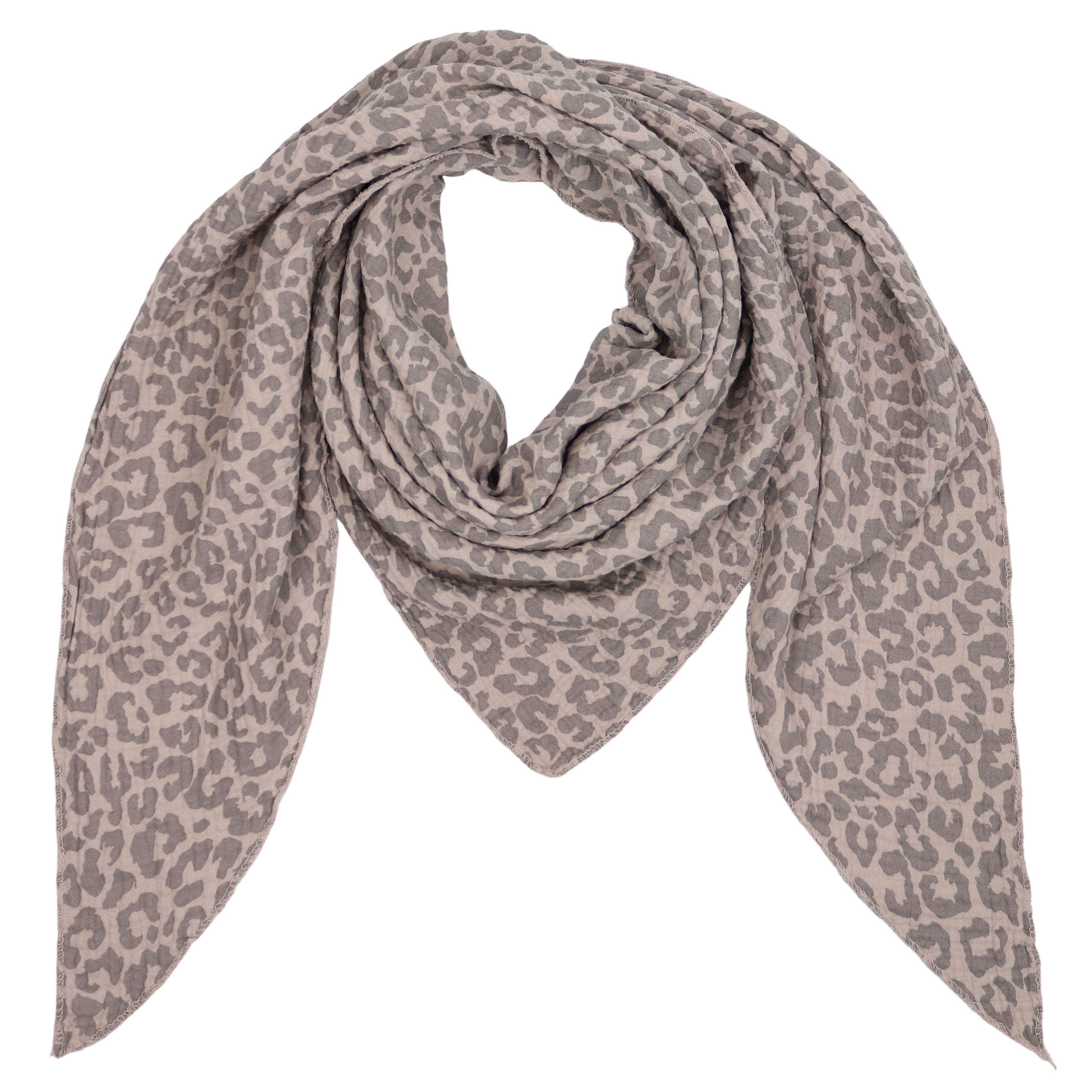 MIRROSI Dreieckstuch Aus Musellin Dreiecksschal ca.195x80 cm, Made in Italy, (leicht, ideal für das ganze Jahr, 100% Baumwolle), in tollen Farben (Leo Muster)