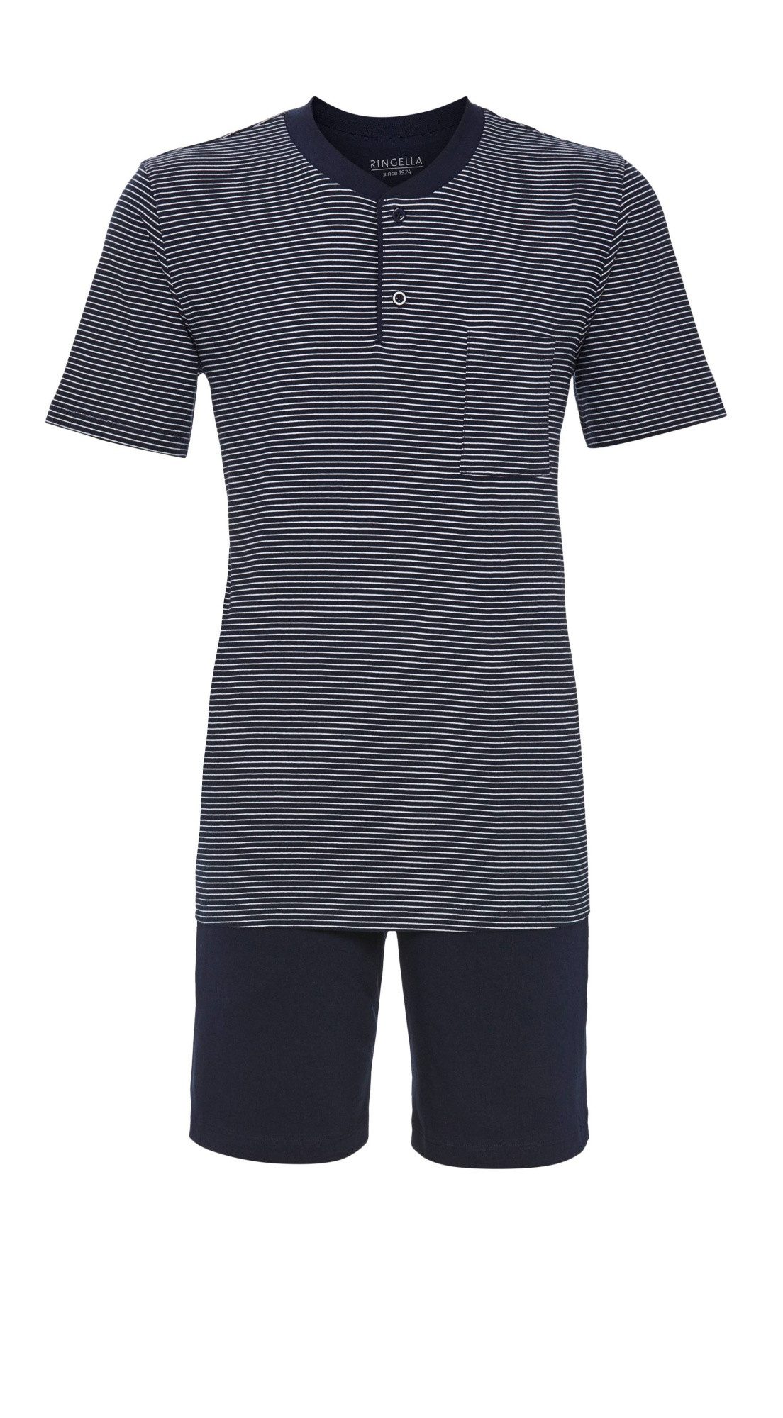 Ringella Shorty mit geringeltem Oberteil und Knopfleiste, Bermuda mit Seitentaschen (2 tlg) Reine Baumwolle