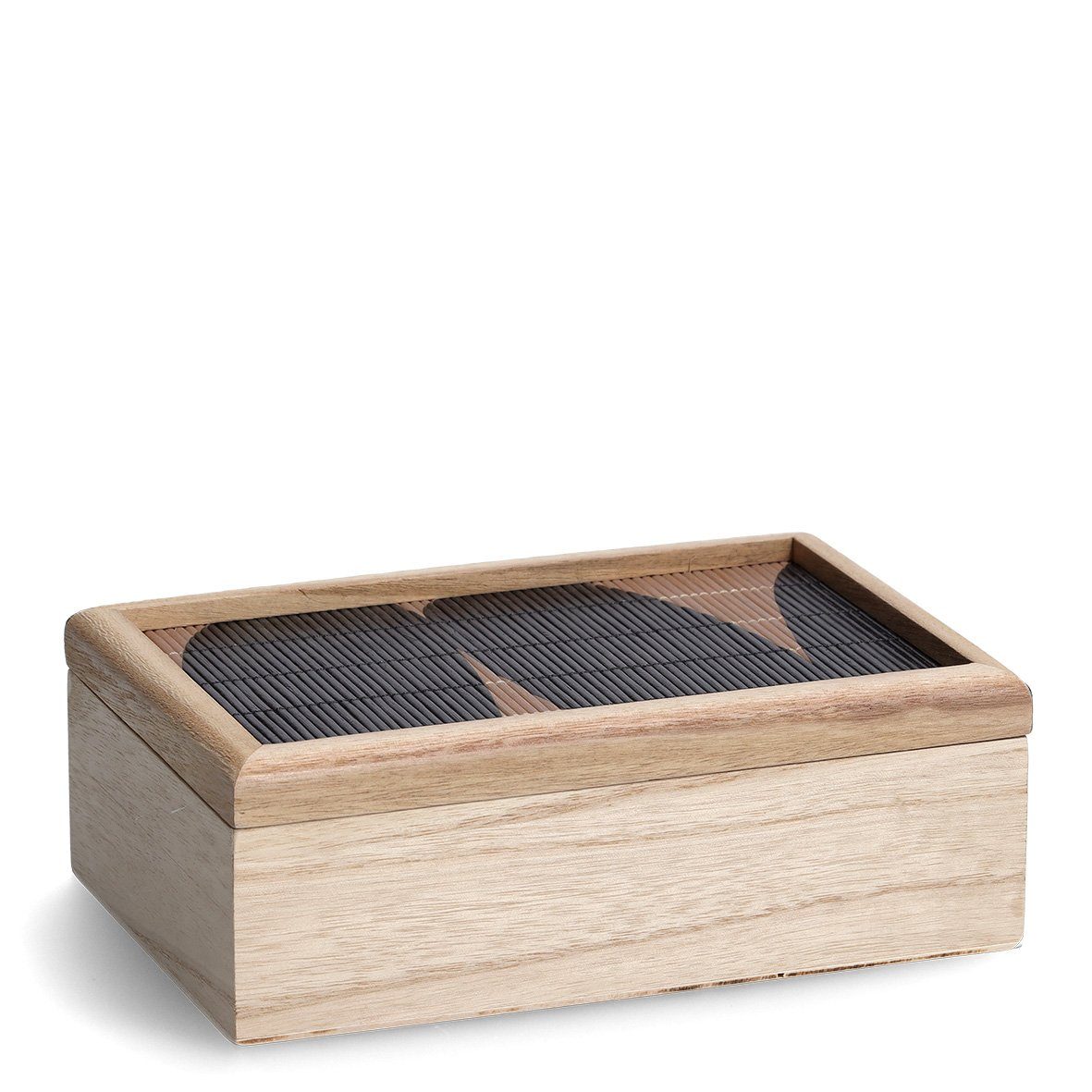 Zeller Present Aufbewahrungskorb Aufbewahrungsbox "Black Mosaic, Holz, natur/schwarz, ca. 24 x 16 x 8,5 cm