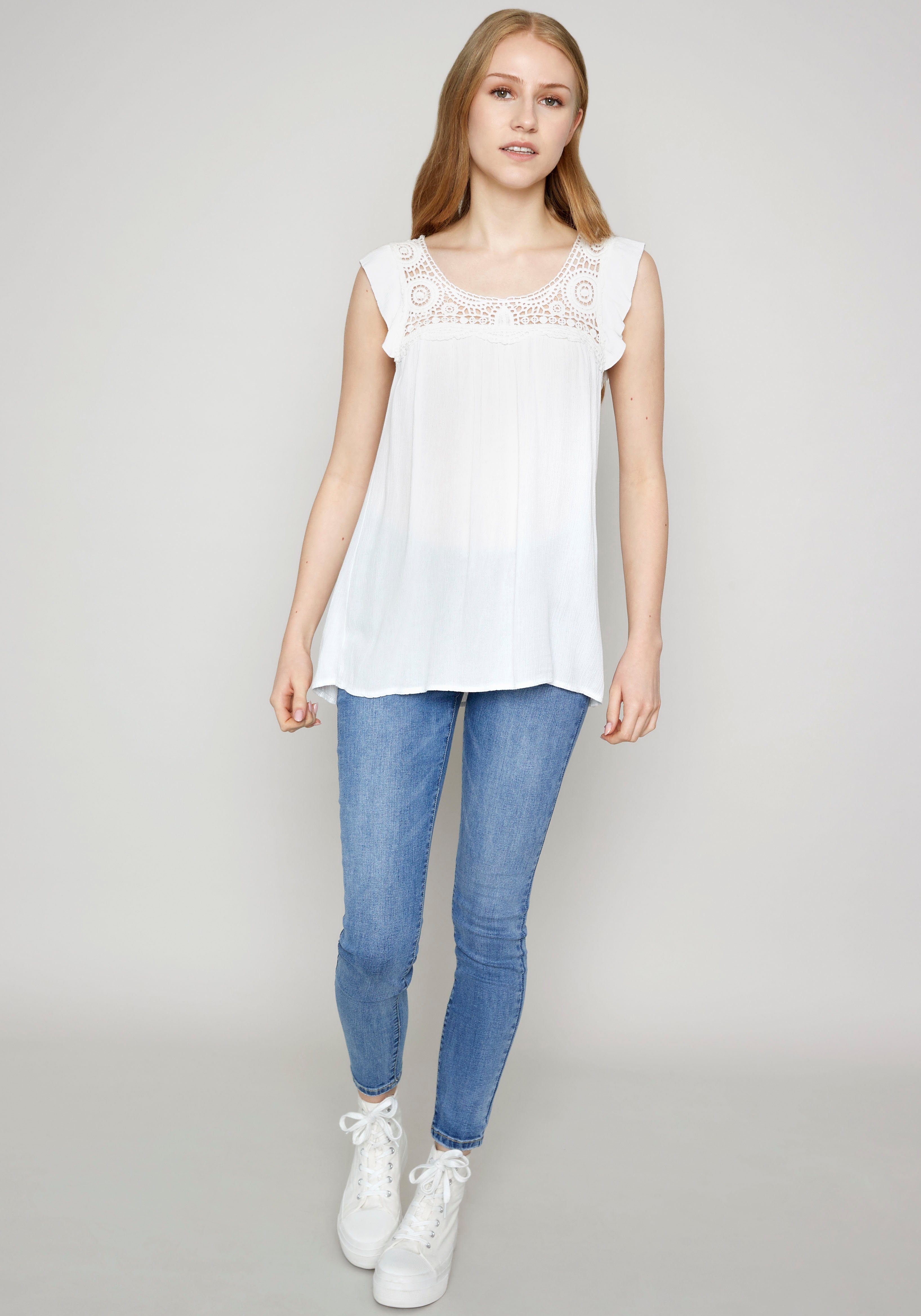 ZABAIONE Blusenshirt (1-tlg) mit Häkeleinsatz white | T-Shirts
