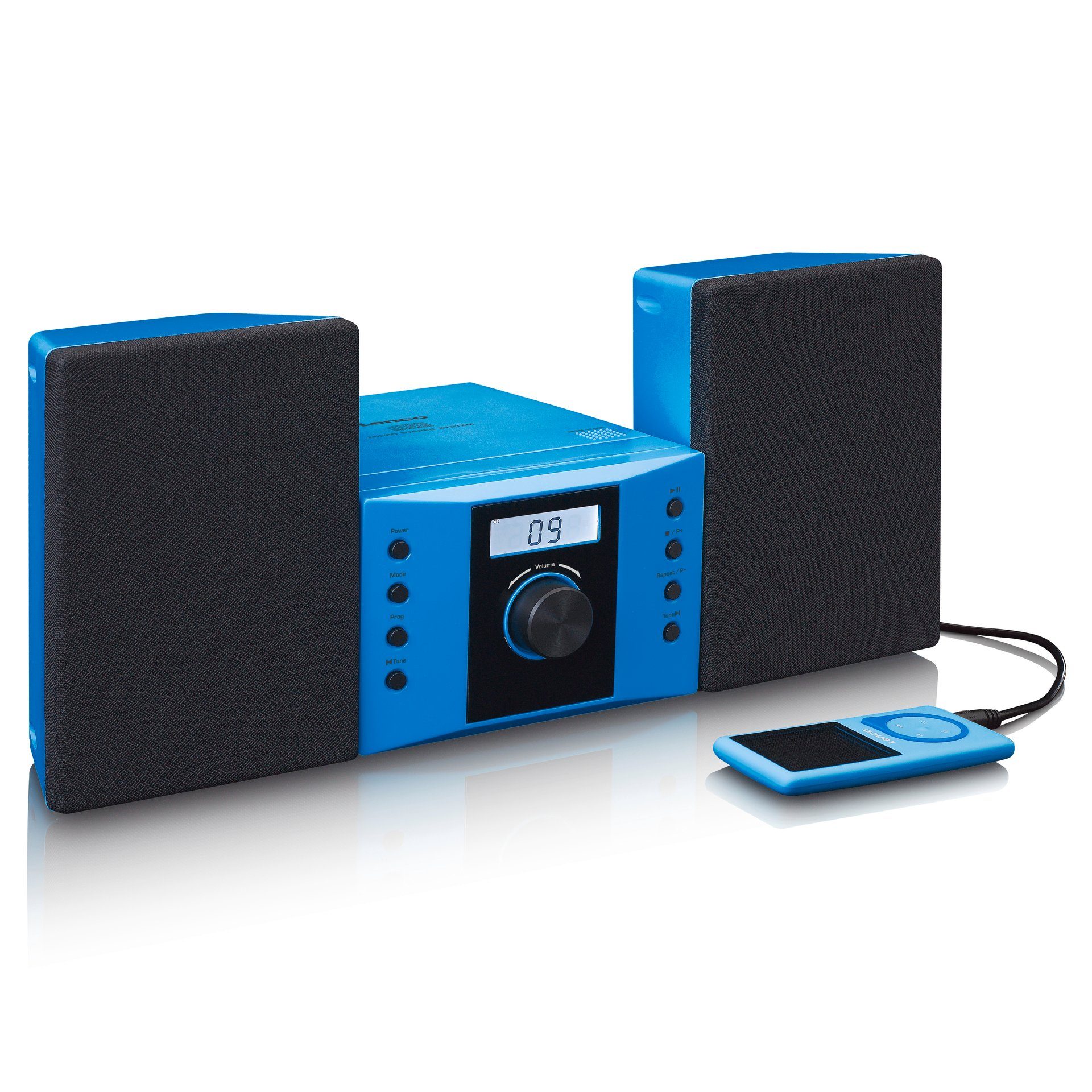 CD, Stereoanlage FM radio, mit AUX-IN, Blau Set Sticker Lenco Micro (FM-Tuner)