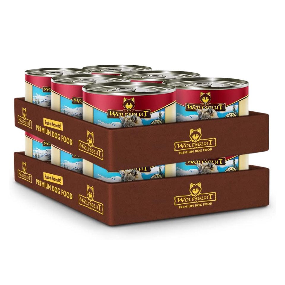Wolfsblut Blue Mountain Adult - getreidefreies Nassfutter mit Wild 12x200g, Nassfutter für: Hunde