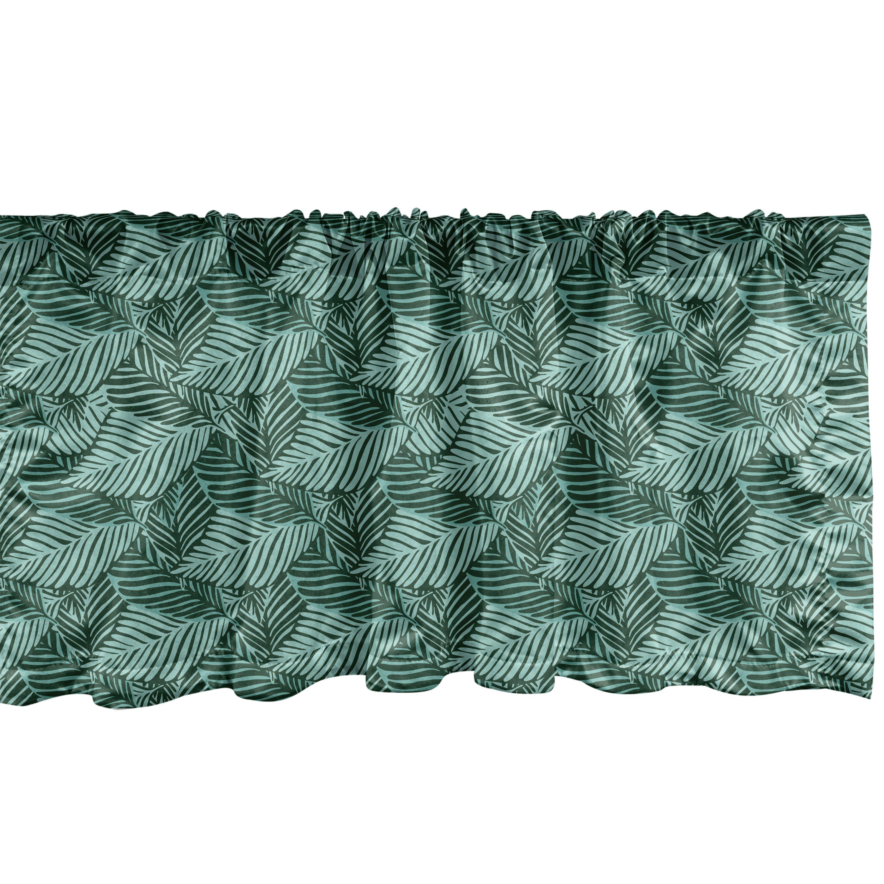 Scheibengardine Vorhang Volant für Küche Schlafzimmer Dekor mit Stangentasche, Abakuhaus, Microfaser, Tropisch Wald Palmblätter Muster
