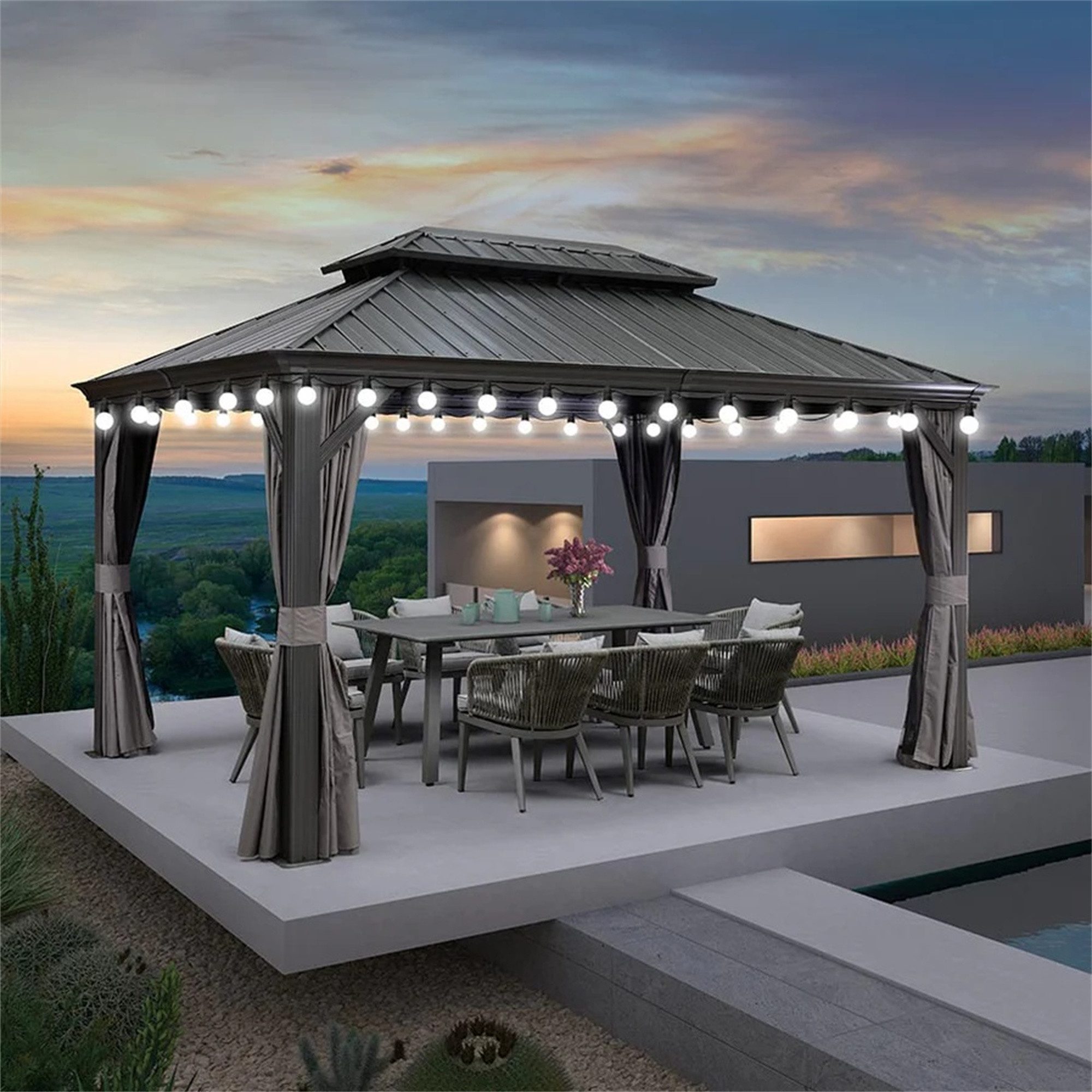 PURPLE LEAF Pavillon Hardtop Aluminium Pergola günstig online kaufen