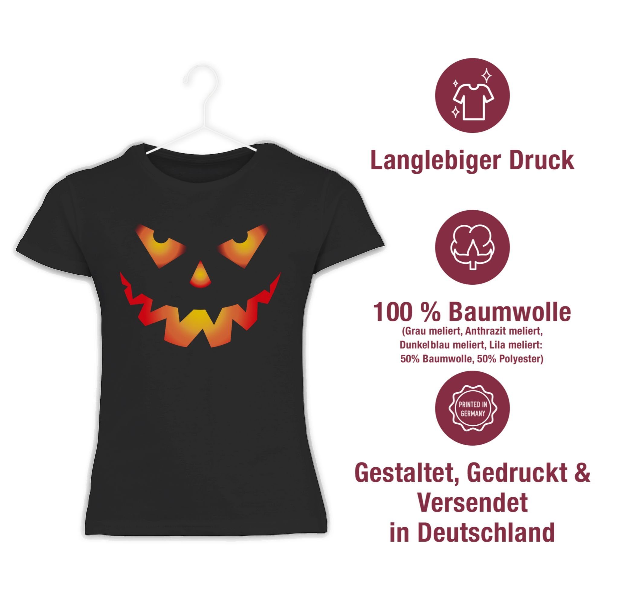 Shirtracer für Kürbisgesicht Schwarz 01 Böse Kostüme Kürbis Gesicht Halloween T-Shirt Gruseliger Halloween Gruselig Kinder