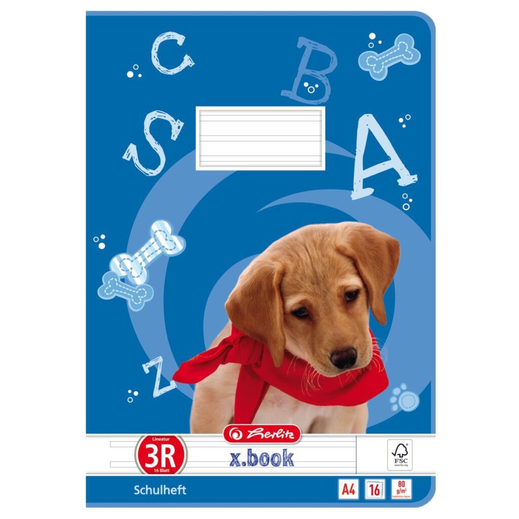 Herlitz Schulheft Herlitz Heft A4 16 Blatt Lineatur 03 mit Ra FSC Mix