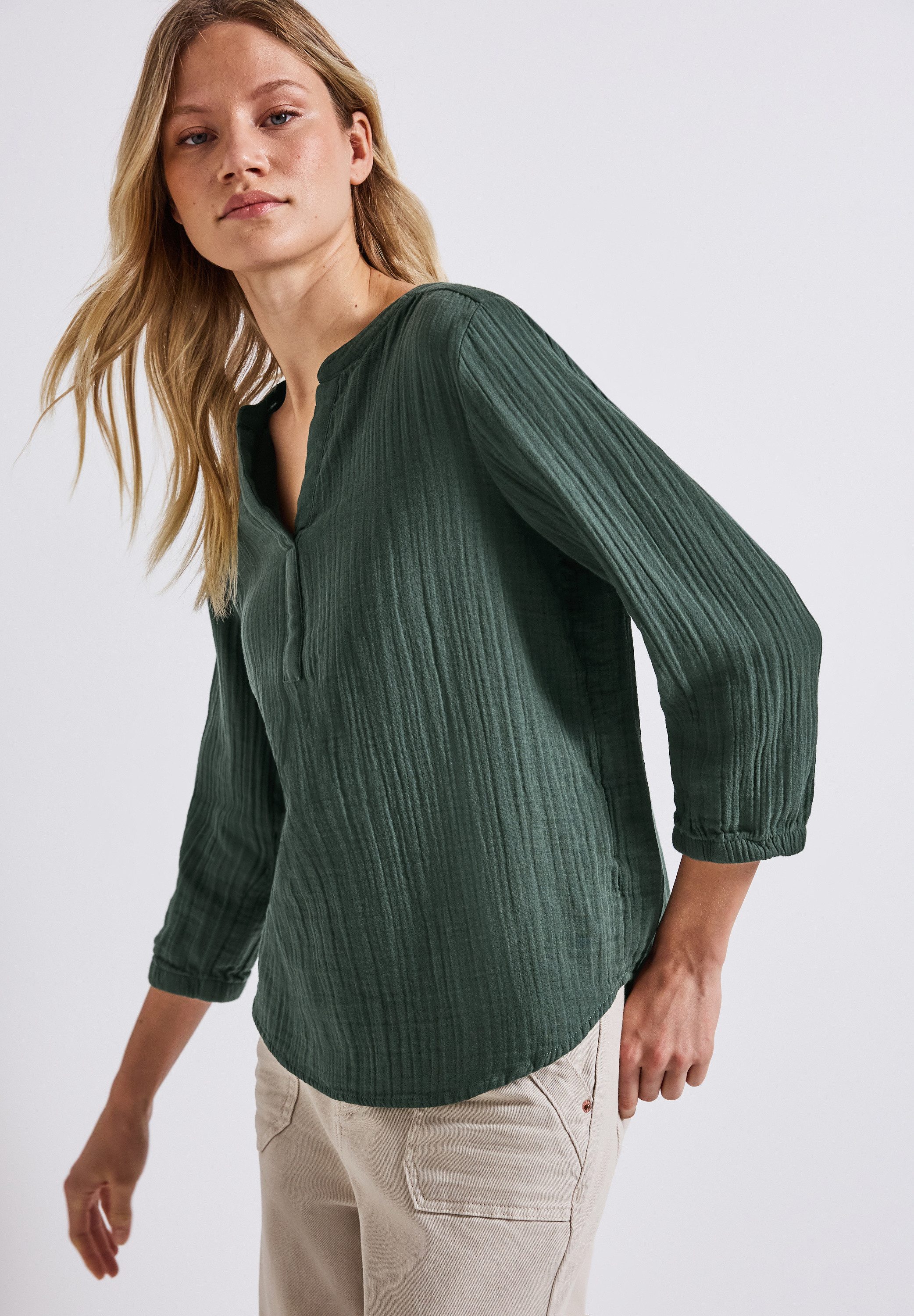 STREET ONE Hemdbluse 3/4-Arm im Musselin-Look günstig online kaufen