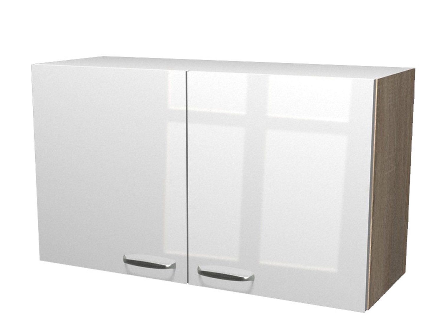 Flex-Well Hängeschrank Hängeschrank Küche - 100 cm breit - Hochglanz Weiß Sonoma Eiche – Vale