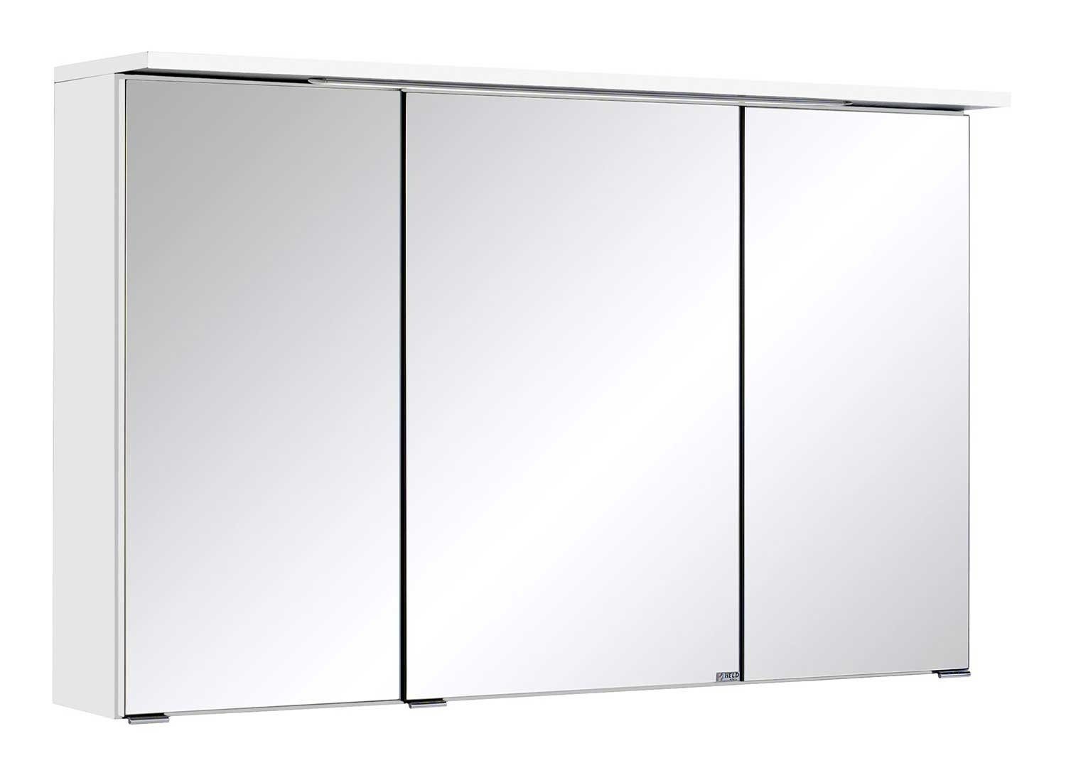 HELD MÖBEL Weiß, 100 Spiegelschrank LED-Kranzbodenbeleuchtung B MULTI, mit cm