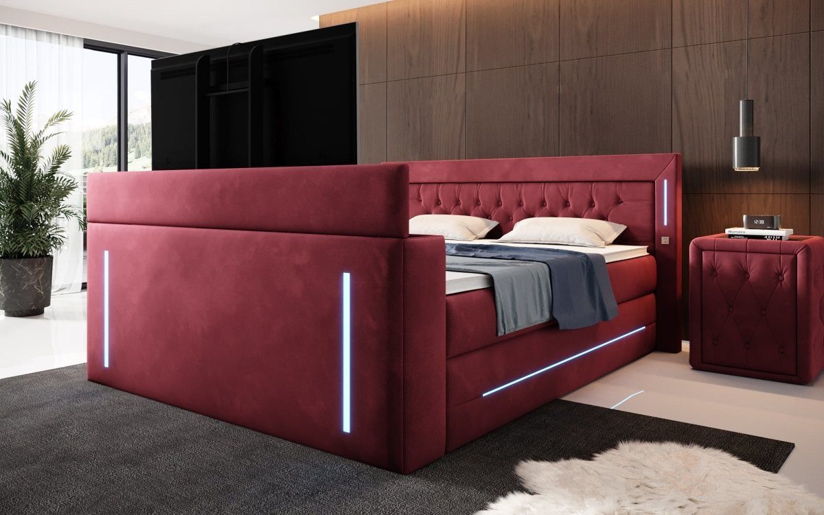 Luxusbetten24 Boxspringbett Divalo, mit TV Lift und Stauraum