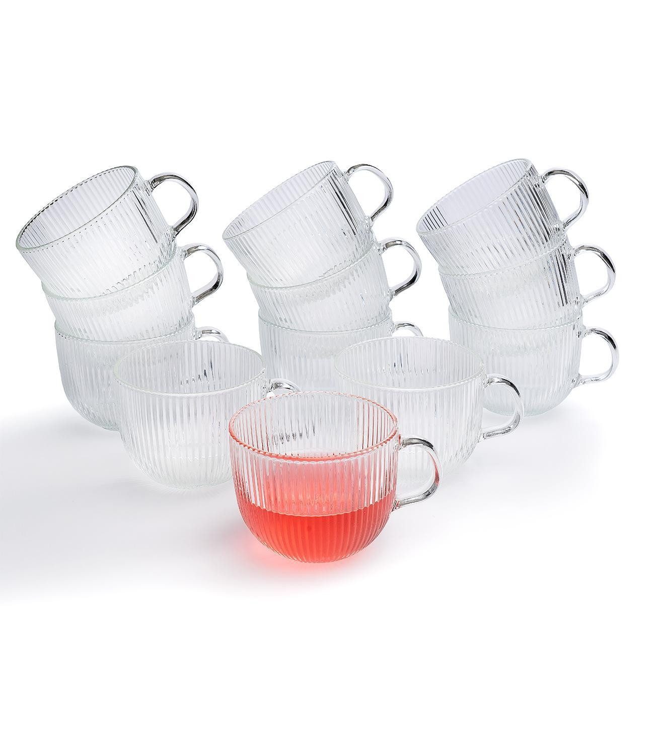HIT Trading Teeglas RIFFEL, 500 ml, Transparent, Ø 10,6 cm, Glas, mit Rillenoptik, Handwäsche