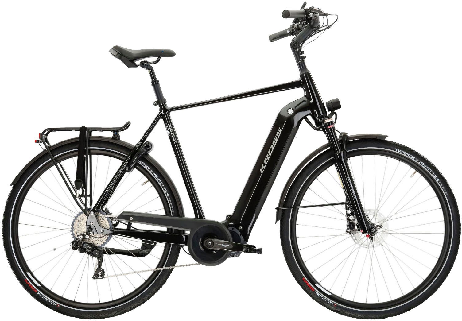 Kross E-Bike Trekkingrad Trans Hybrid Prestige 504 28 Zoll schwarz - Shimano Mittelmotor, 11 Gang Shimano DEORE XT DI2 M8050 Schaltwerk, Kettenschaltung, Mittelmotor, 504 Wh, SHIMANO 36 V/250 W DU-E6110, Mittelmotor