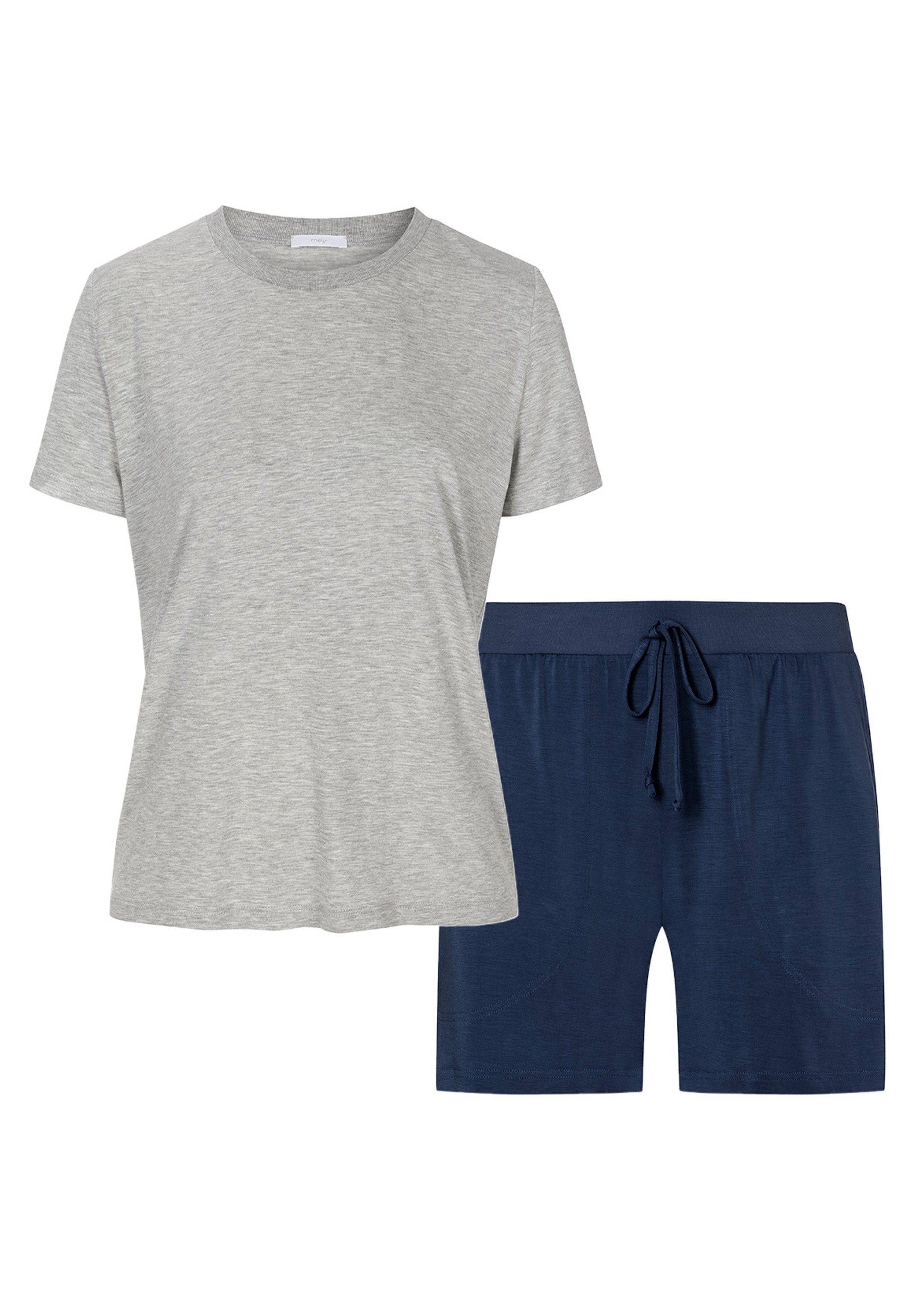 - melange & Easy (Set, Schlafanzug T-Shirt Pyjama Mey tlg) kurze Sleepy Lounge blue 2 Grey im / True Hose Set und