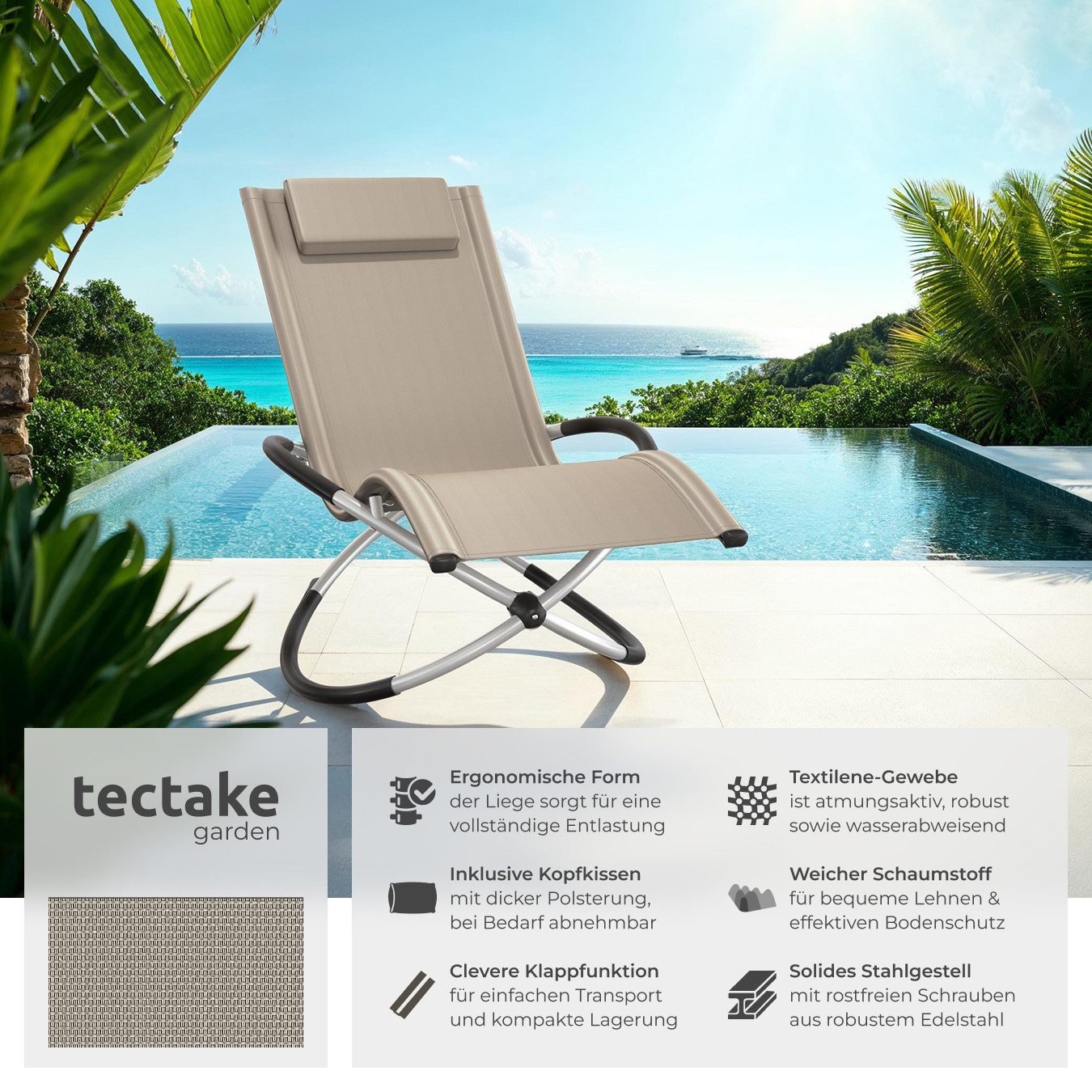 tectake Gartenliege Sonnenliege, 1 St., Ergonomische günstig online kaufen