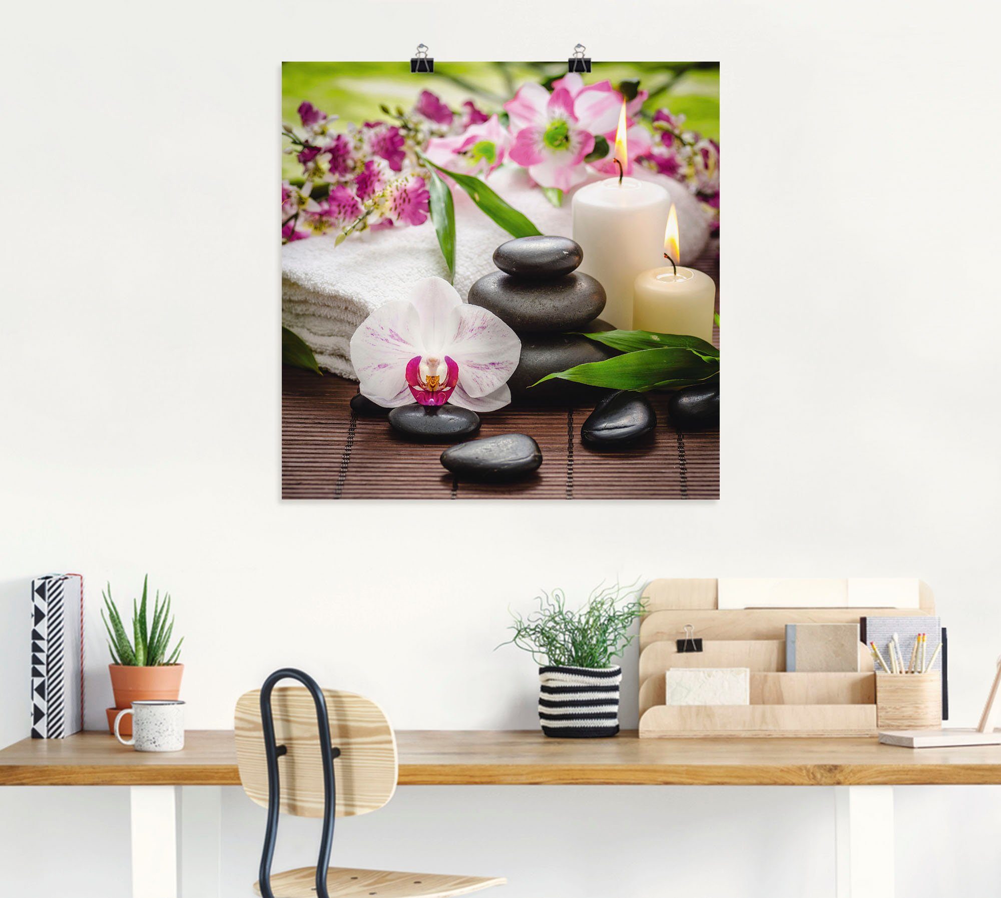 Bambus Alubild, Wandaufkleber Spa als Artland St), Poster Bilder (1 Orchideen Größen Leinwandbild, versch. Kerze, oder in Wandbild Zen