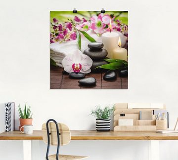 Artland Wandbild Spa Orchideen Bambus Kerze, Zen Bilder (1 St), als Alubild, Outdoorbild, Leinwandbild, Poster, Wandaufkleber