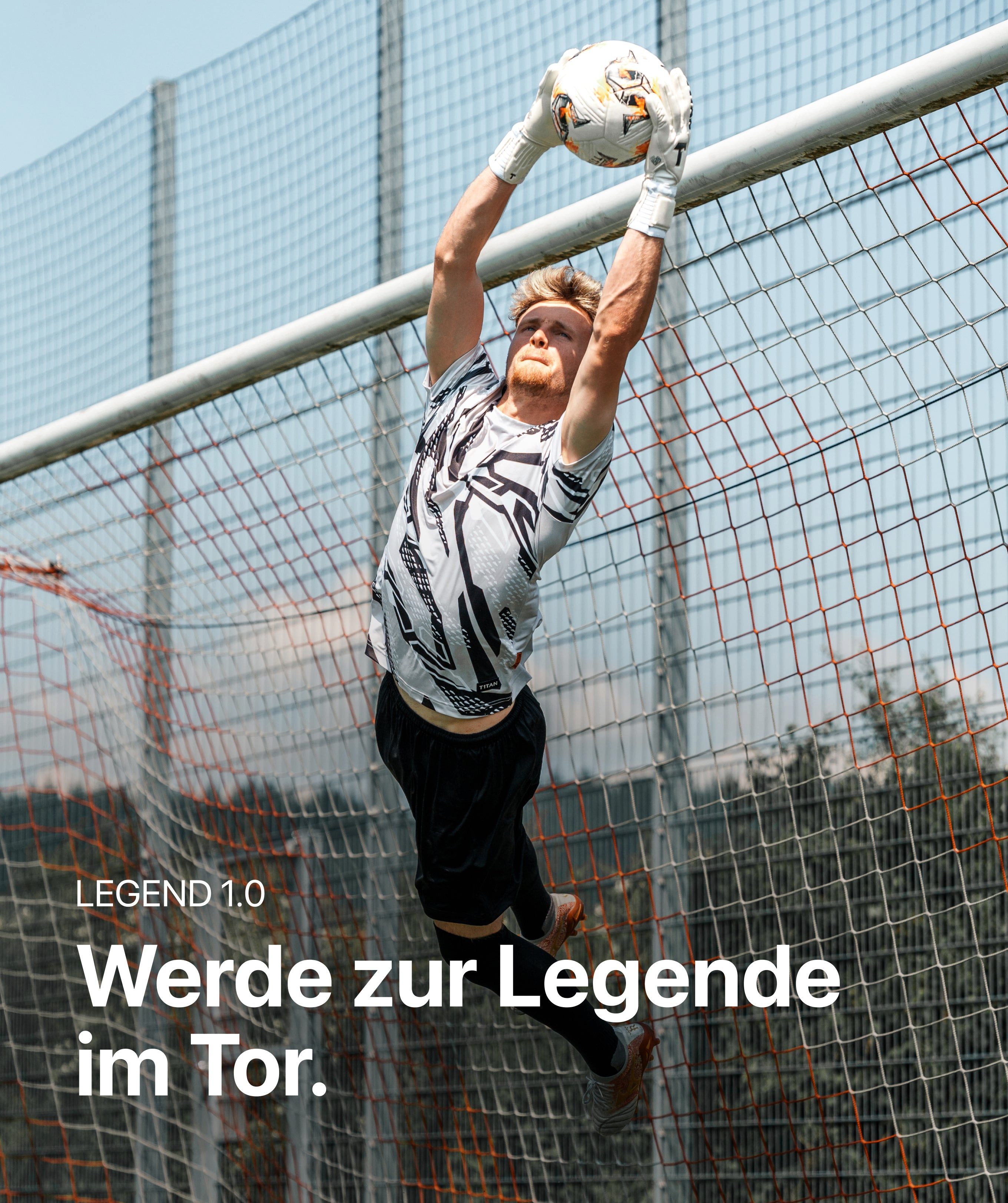 T1TAN Torwarthandschuhe Torwarthandschuhe Erwachsene Legend White-Out mit Fingerschutz