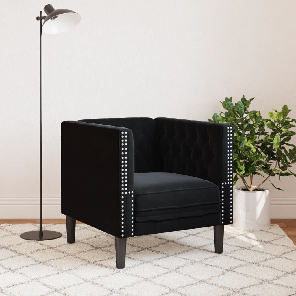 vidaXL Sofa Chesterfield-Sessel Schwarz Samt günstig online kaufen