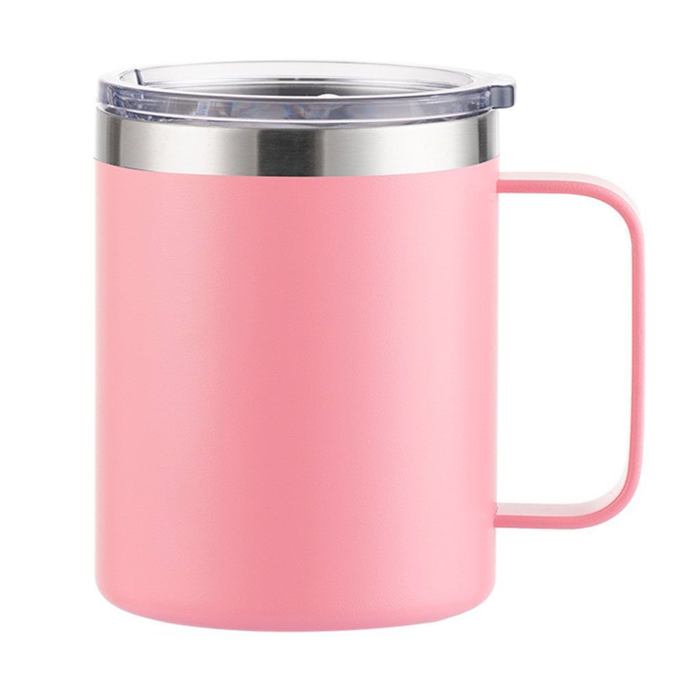 Becher ErbseT mit Rosa 360ml,Vakuum Deckel,Kaffeebecher Thermobecher Isolierter Thermobecher