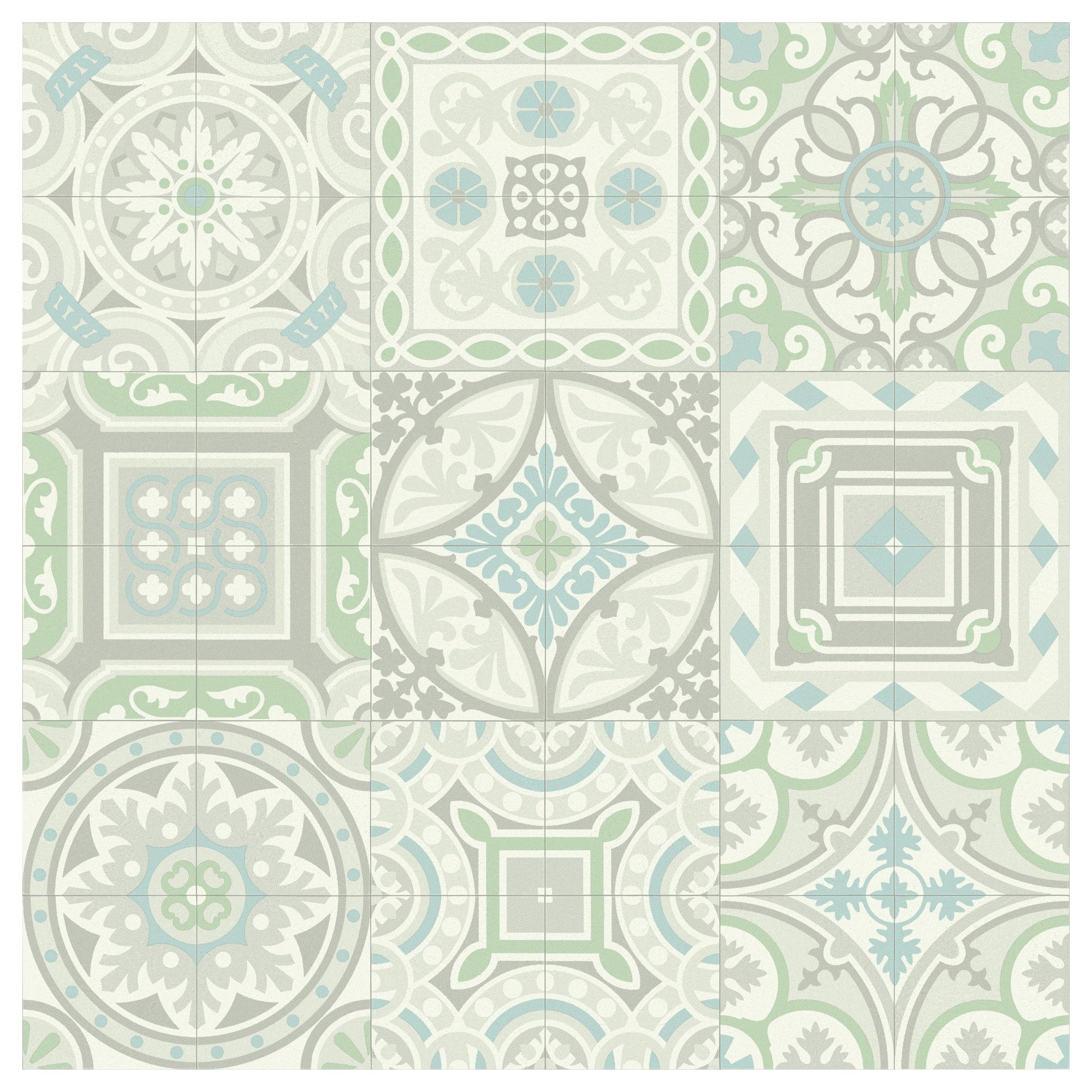 misento Виниловый ламинат Arctic in Boho Fliesenoptik, für Feuchtraum- und Privatbereiche, PVC Bodenbelag Meterware 200/400 cm Breite, 2,8 mm Stärke