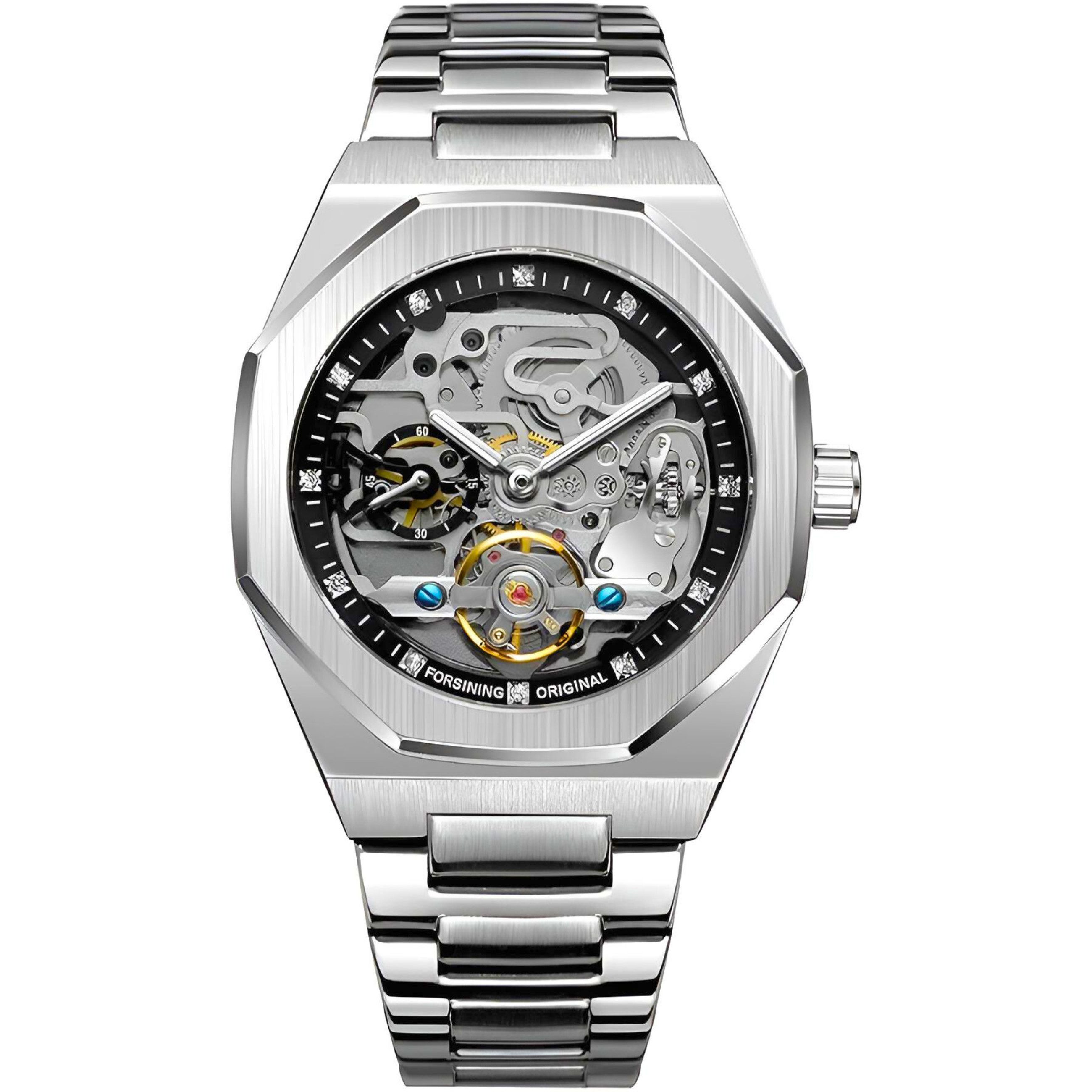 S&T Design Automatikuhr Mechanische Herren Uhr Skelett Edelstahl Herrenuhr, günstig online kaufen