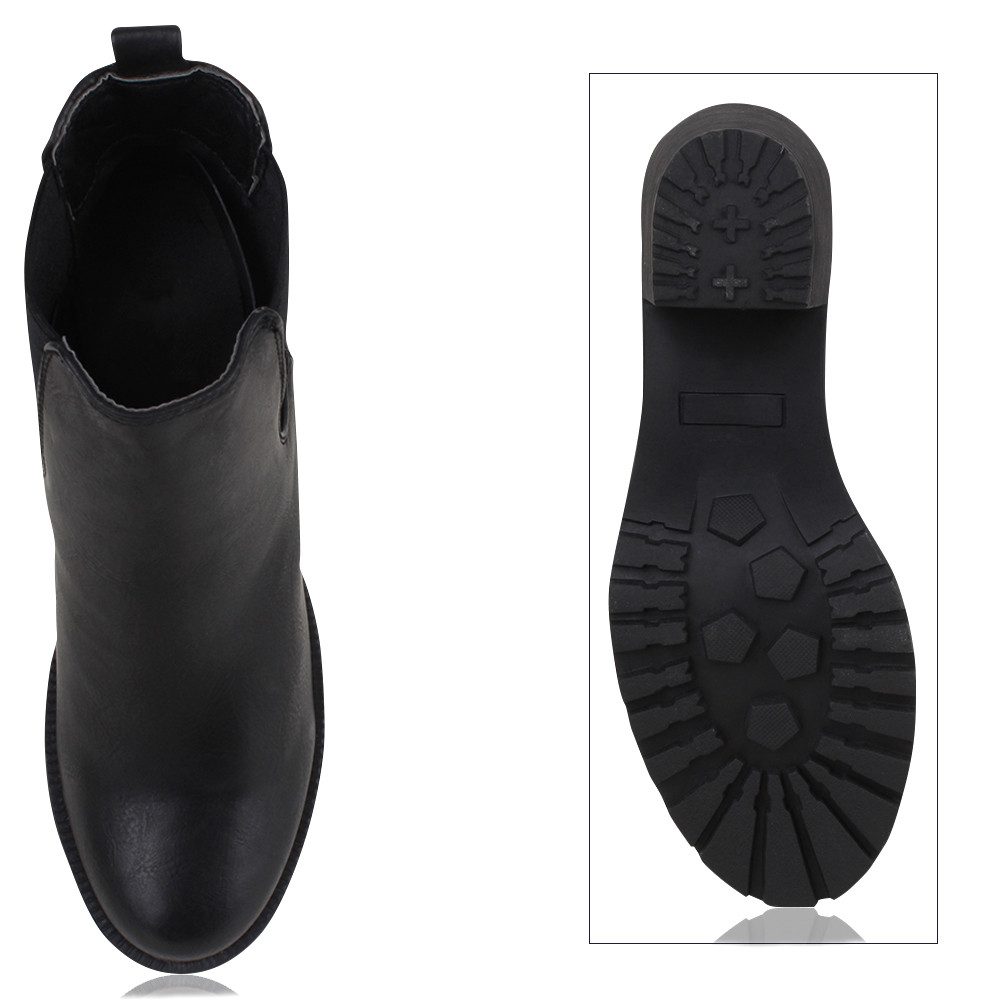 VAN HILL 77276 Chelseaboots Damen Stiefeletten Chelsea Boots Profilsohle Blockabsatz