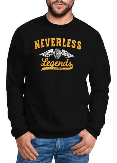 Neverless Sweatshirt Sweatshirt Herren Biker Legends Reifen Flügel Wheel Wings Neverless®