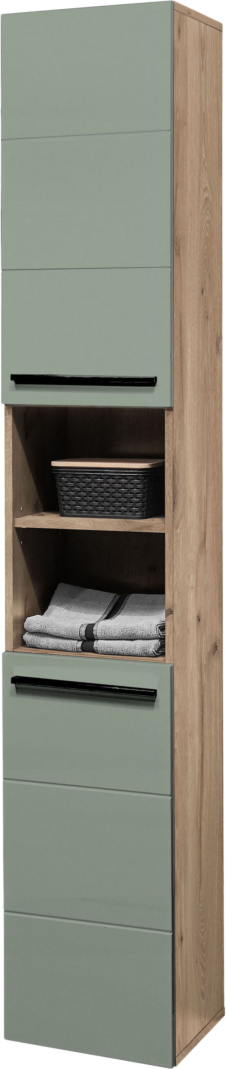 BASIC by Balculina Hochschrank Rom BxHxT 34x190x31 cm (1-St) Breite 34cm, Kunststoffgriffe, Made in Europa