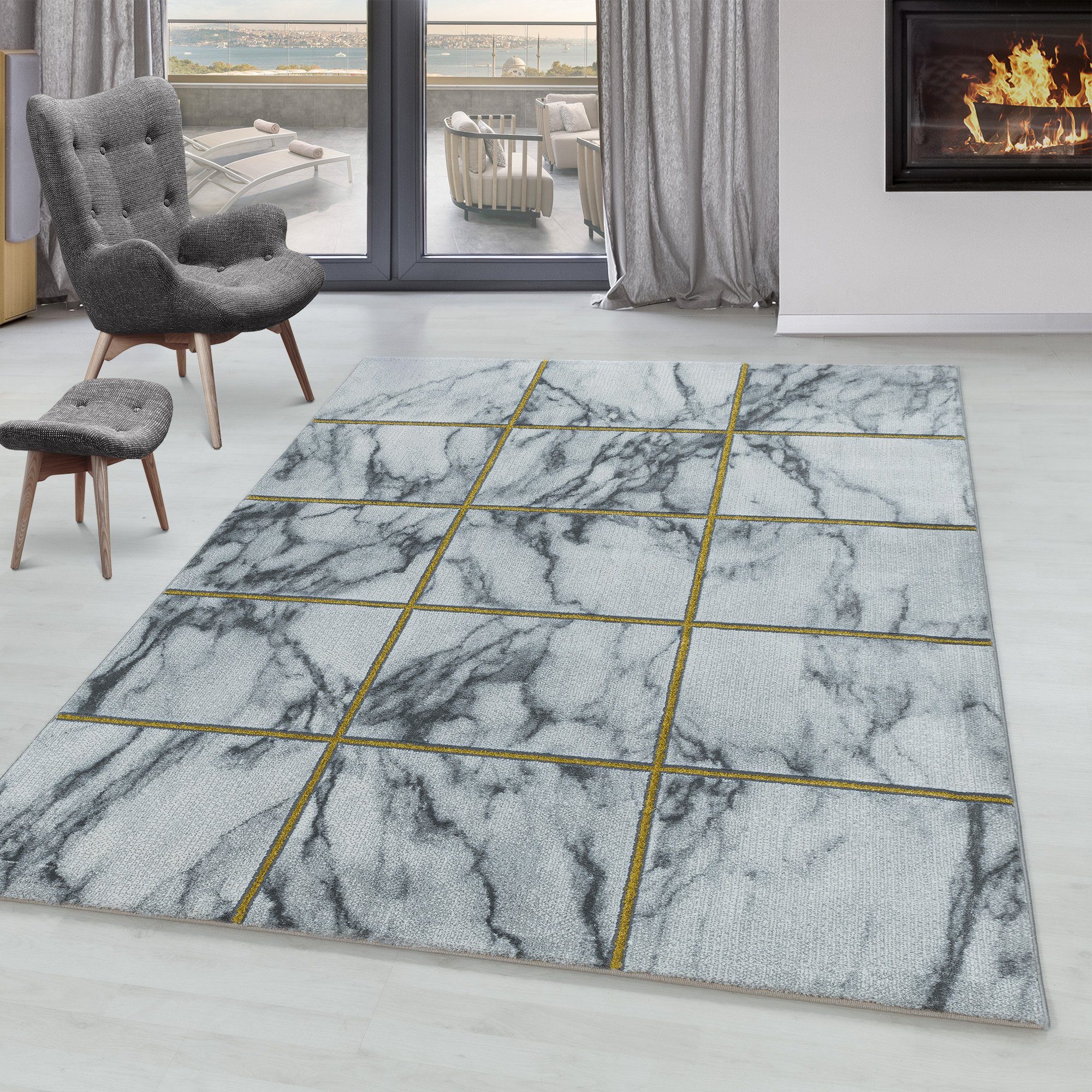 SIMPEX24 Designteppich Marmor Design, Läufer, Höhe: günstig online kaufen