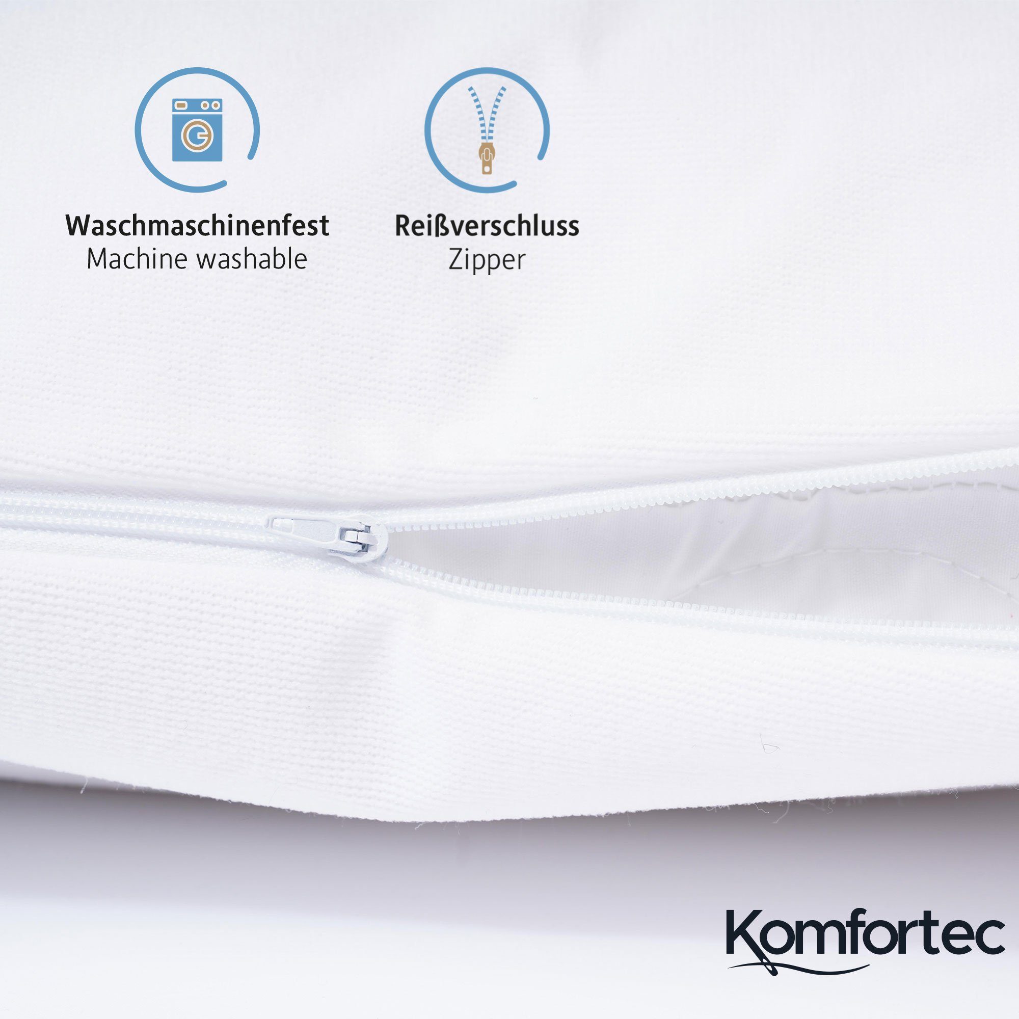 Komfortec Kissenbezüge Wasserdichter Kissenbezug Set, Hypoallergen Kopfkissenbezüge, (2 Stück), 40x40 cm mit Reißverschluss, Atmungsaktiv, Anti-Milben Kissenschoner