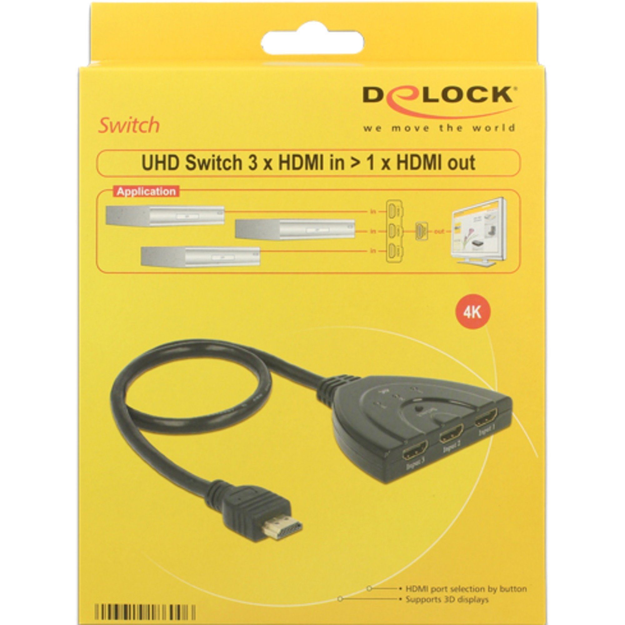 4K, in 1x 3x out Delock HDMI > HDMI HDMI Switch Computer-Kabel DeLOCK