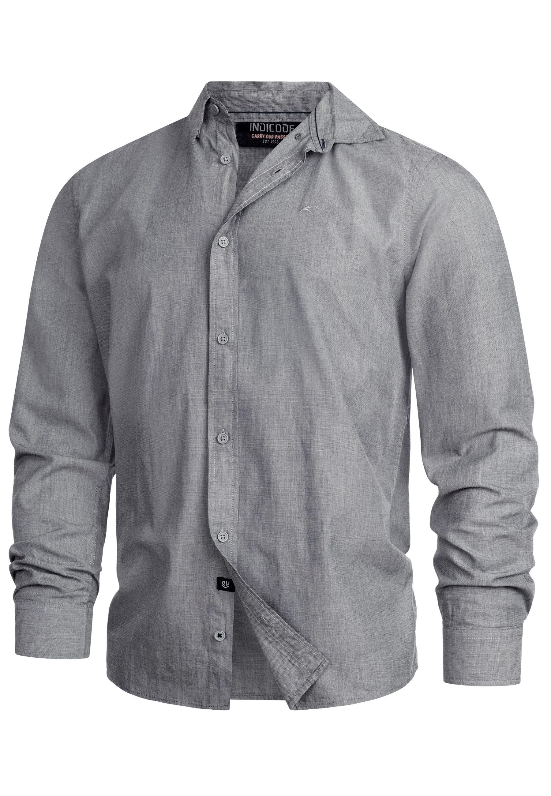 Indicode Langarmhemd Herren INKamby Herrenhemd Langarm mit einem Kentkragen günstig online kaufen