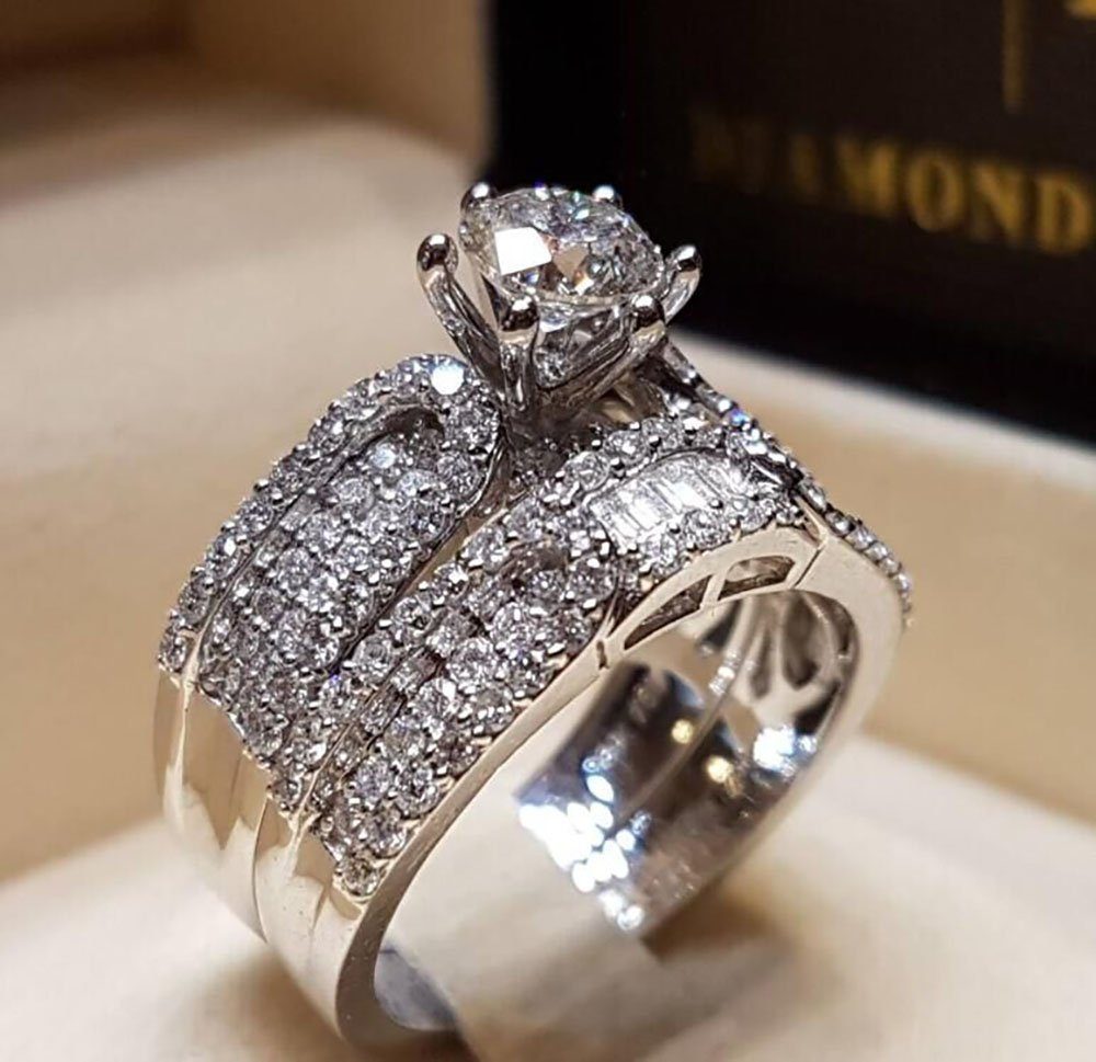 AquaBreeze Partnerring Paar Ringe Modes chmuck 925 Silber (Schimmernder Vollschliff Zirkonia Diamant Ring), Eternity Verlobungsring Set