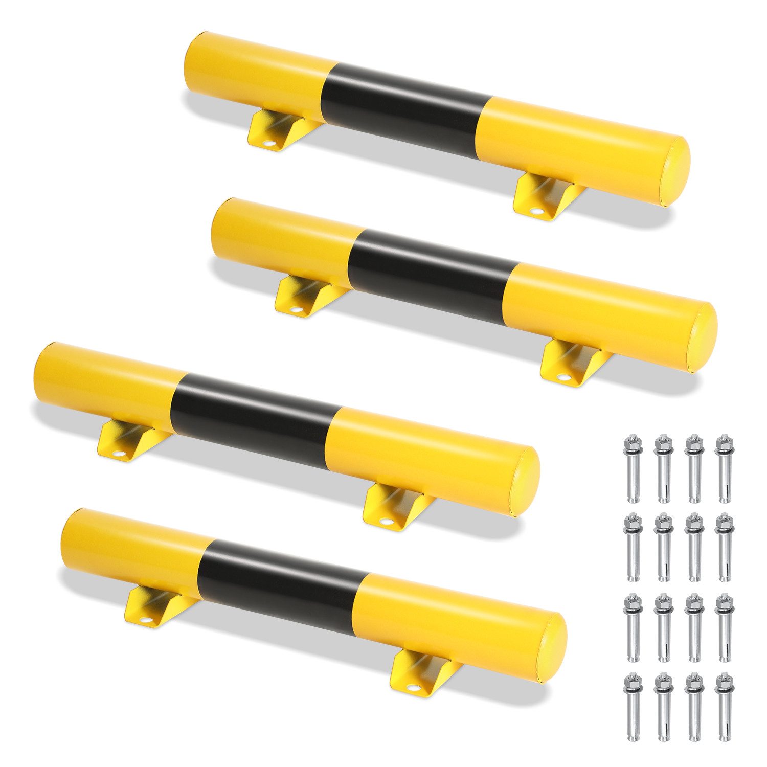 Absperrpfosten 4X Radstopper Reflexband Reifenstopper Ebonite-Hartkautschuk Gelb