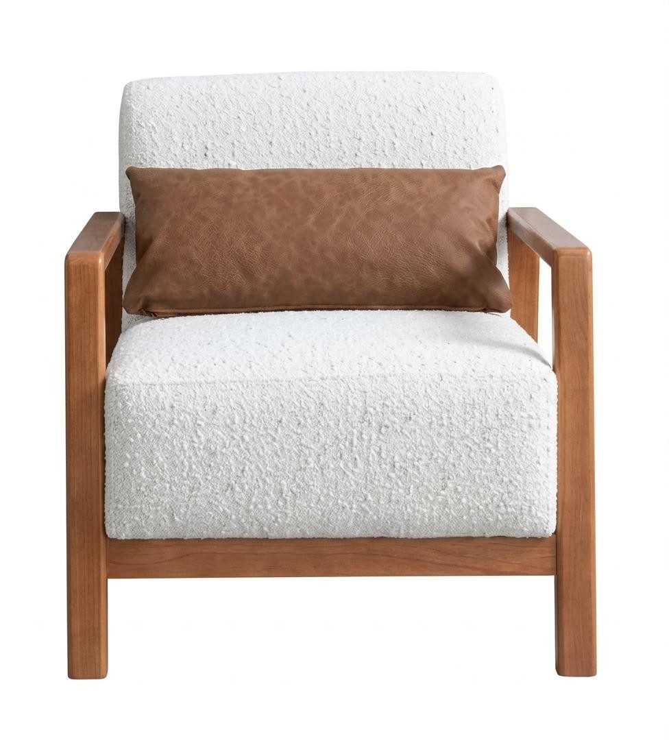 Xlmoebel Relaxsessel Weiß-brauner Sessel bequem Designersessel modern Wohnzimmer Premium (1-St., 1-tlg), Mit Kissen