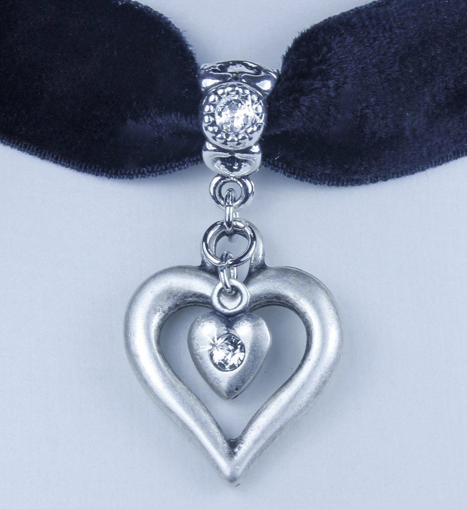 LUISIA® Collier Samt Kropfband Herz in Herz mit Swarovski® Elements (inkl. Schmuckbox)