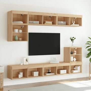 vidaXL TV-Schrank 8-tlg. Wohnwand mit LED-Beleuchtung Sonoma-Eiche Holzwerkstoff (1-St)