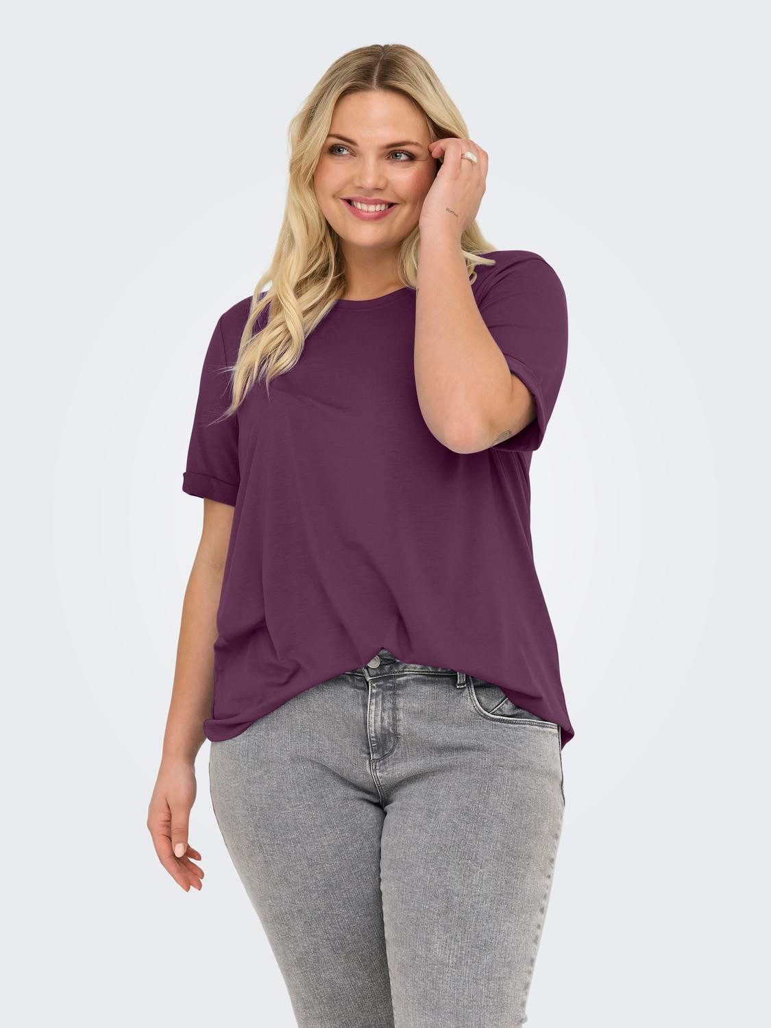 ONLY CARMAKOMA Kurzarmshirt CARMOSTER S/S FOLD günstig online kaufen