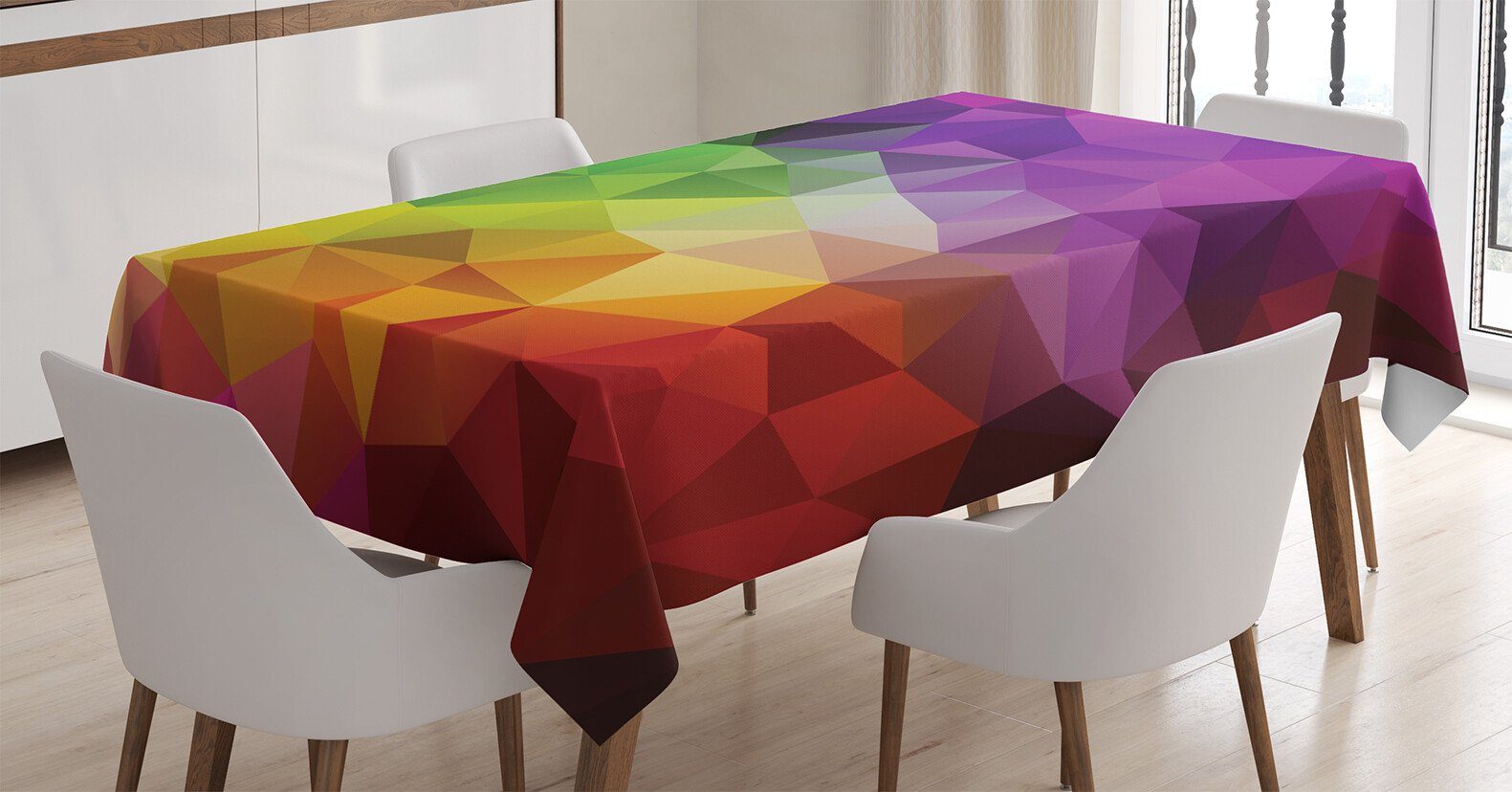 Abakuhaus Tischdecke Farbfest Waschbar Für den Außen Bereich geeignet Klare Farben, Bunt Geometrieform Polygon | Tischdecken